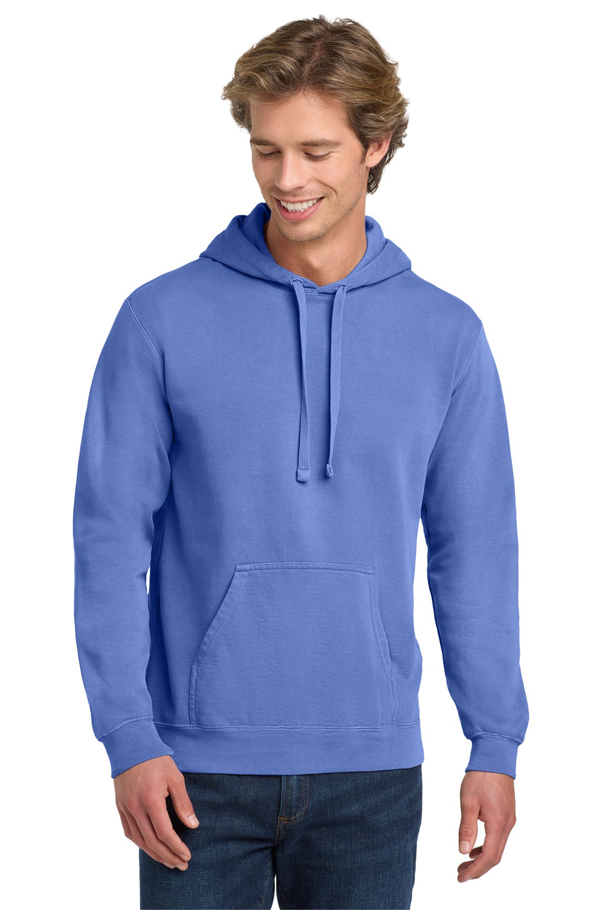 Custom Flo Blue Ring Spun Hoodie 1567, personalized by SanCanDo Swag in Argyle, TX