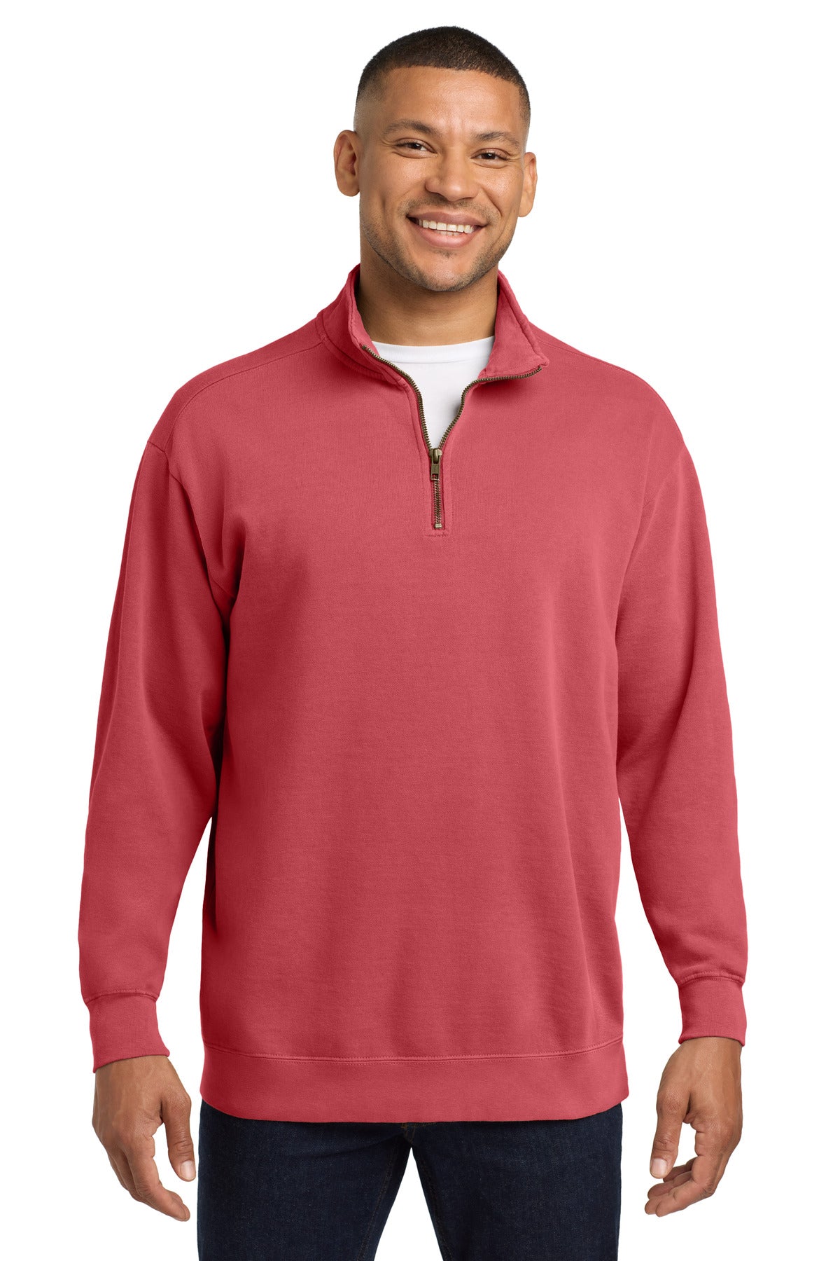 Custom Crimson Ring Spun 1/4-Zip Sweatshirt 1580, personalized by SanCanDo Swag in Argyle, TX