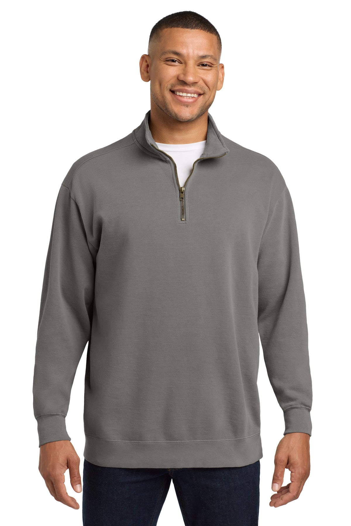 Custom Grey Ring Spun 1/4-Zip Sweatshirt 1580, personalized by SanCanDo Swag in Argyle, TX
