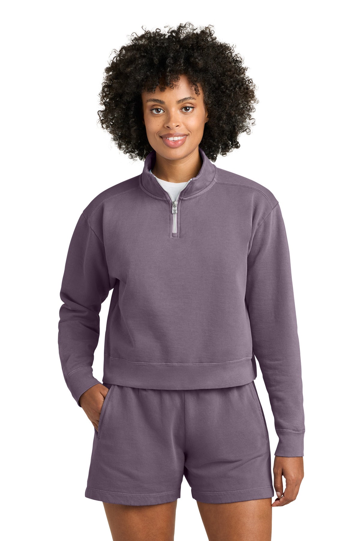 Custom Dusk Colors Mid-Length 1/4-Zip Sweatshirt 1580L, personalized by SanCanDo Swag in Argyle, TX