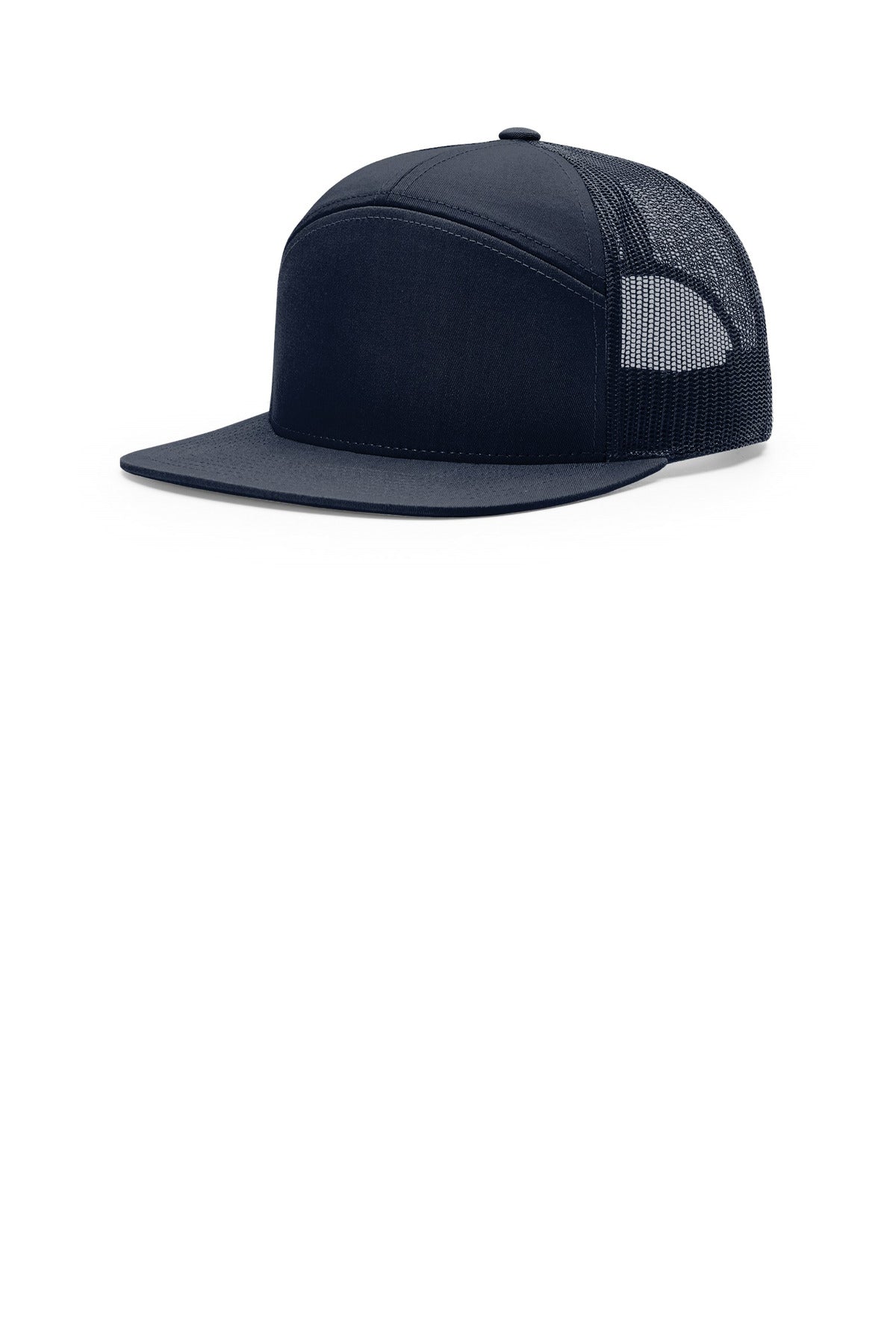 Custom Navy 7-Panel Trucker 168, personalized by SanCanDo Swag in Argyle, TX