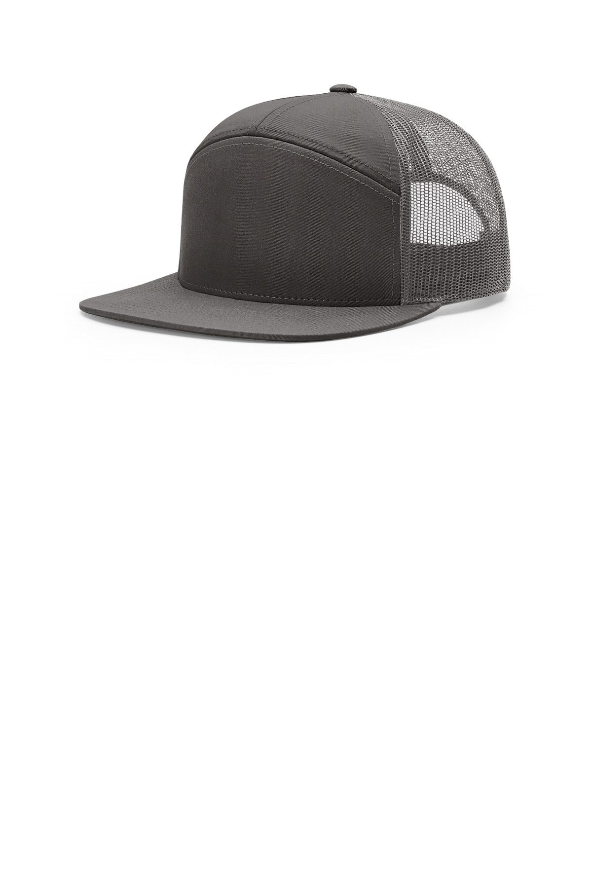 Custom Charcoal 7-Panel Trucker 168, personalized by SanCanDo Swag in Argyle, TX