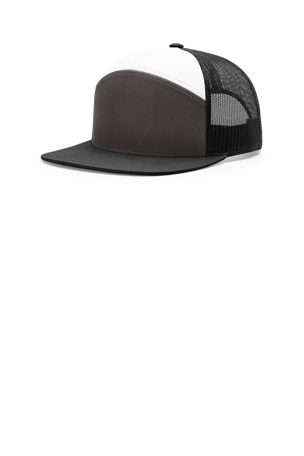 Custom Charcoal/ Black/ White 7-Panel Trucker 168, personalized by SanCanDo Swag in Argyle, TX