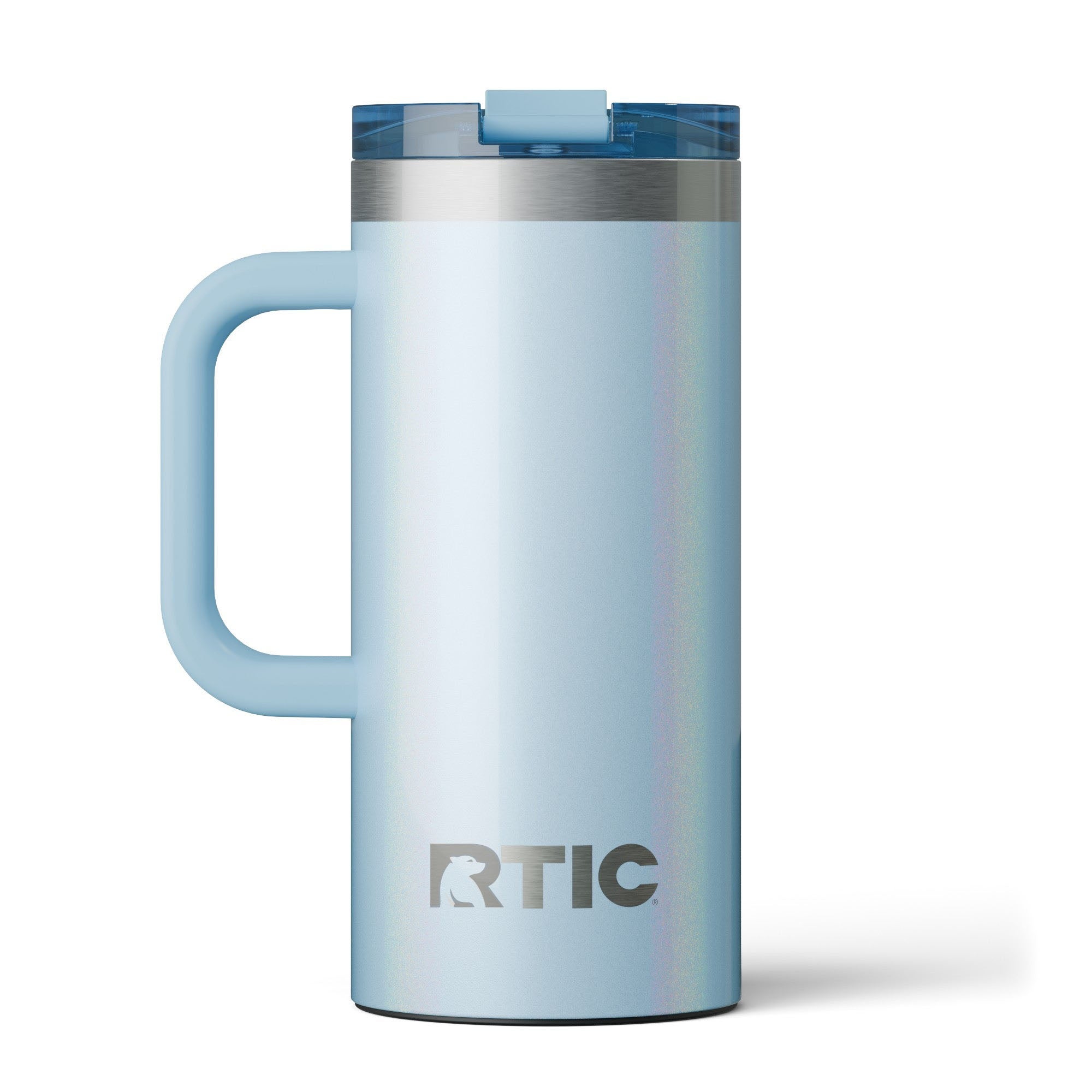 Custom RTIC Ice Glitter RTIC 16 oz Road Trip Travel Mug, personalized by SanCanDo Swag in Argyle, TX