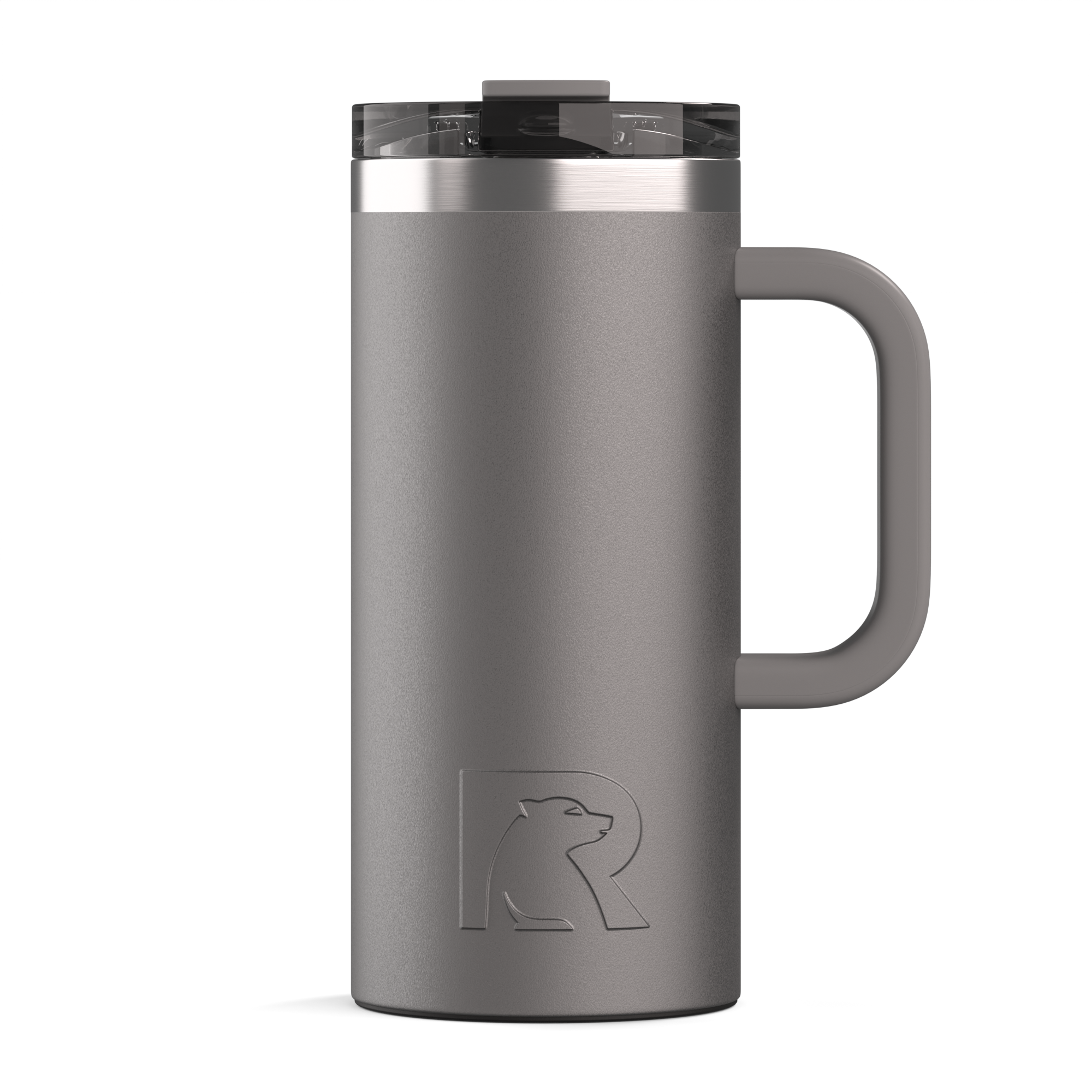 Custom Graphite RTIC 16 oz Road Trip Travel Mug, personalized by SanCanDo Swag in Argyle, TX