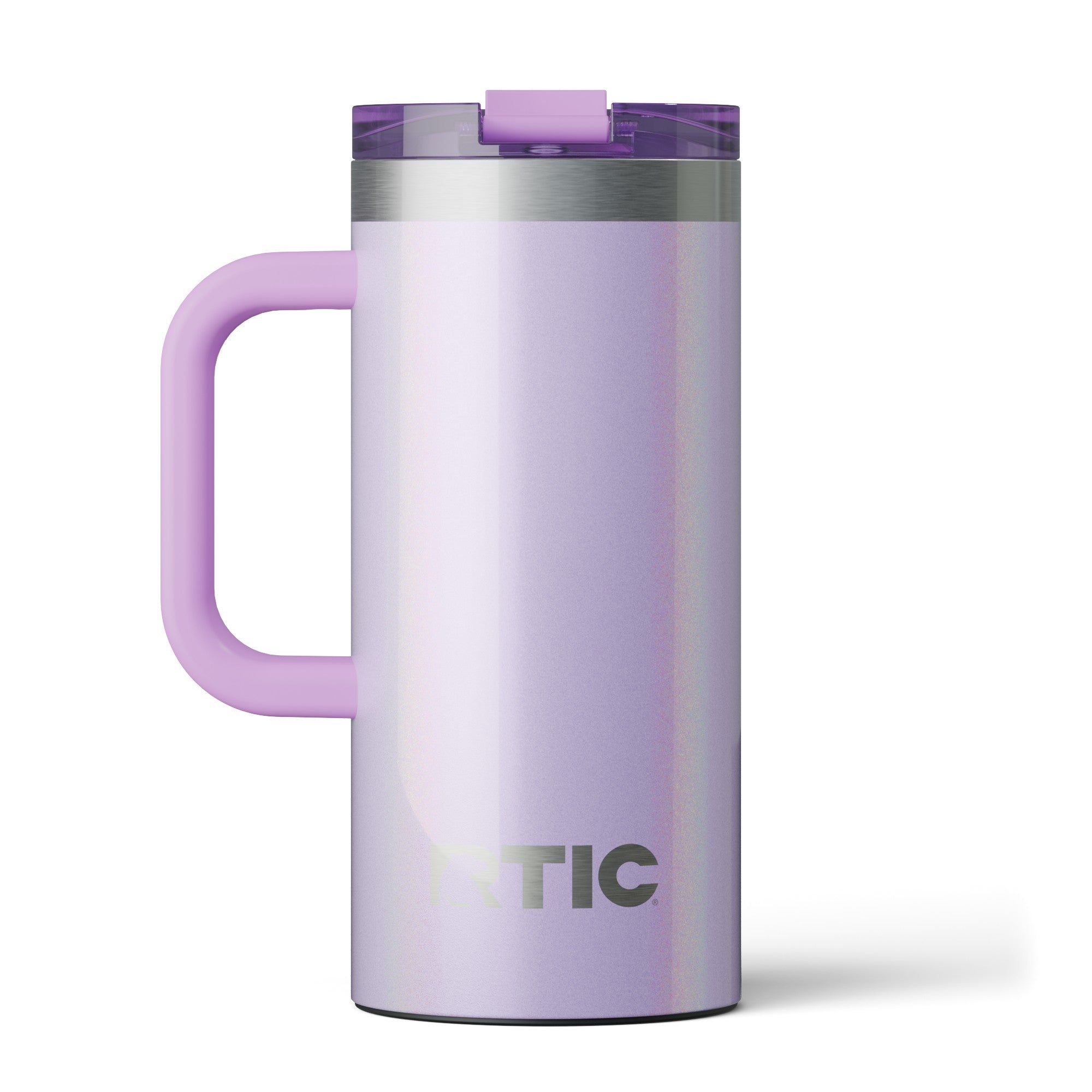 Custom Lavender Glitter RTIC 16 oz Road Trip Travel Mug, personalized by SanCanDo Swag in Argyle, TX