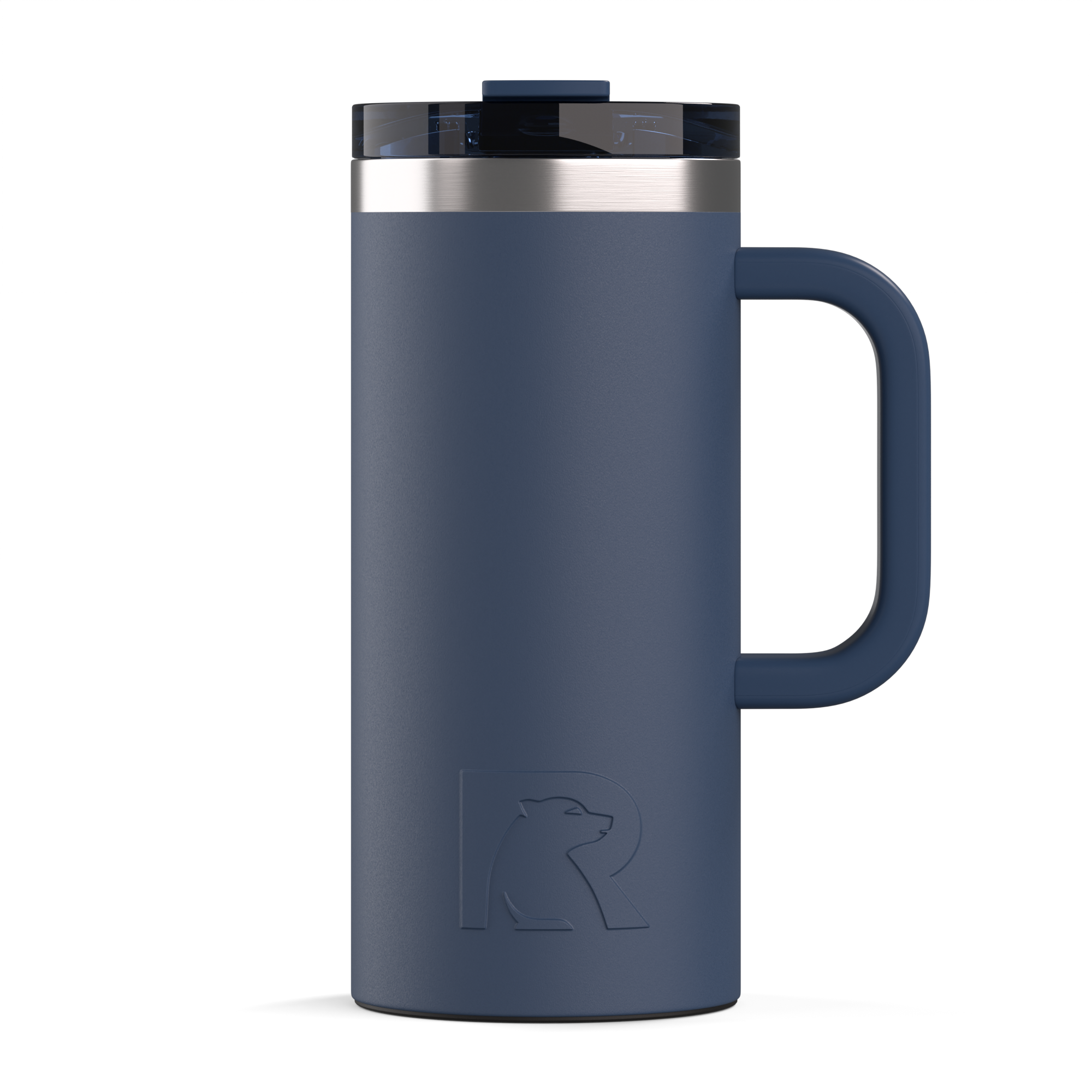 Custom Navy RTIC 16 oz Road Trip Travel Mug, personalized by SanCanDo Swag in Argyle, TX