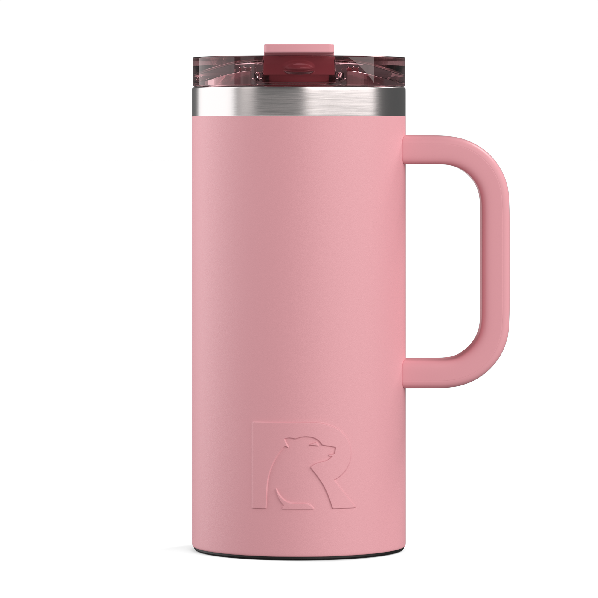 Custom Dusty Rose RTIC 16 oz Road Trip Travel Mug, personalized by SanCanDo Swag in Argyle, TX