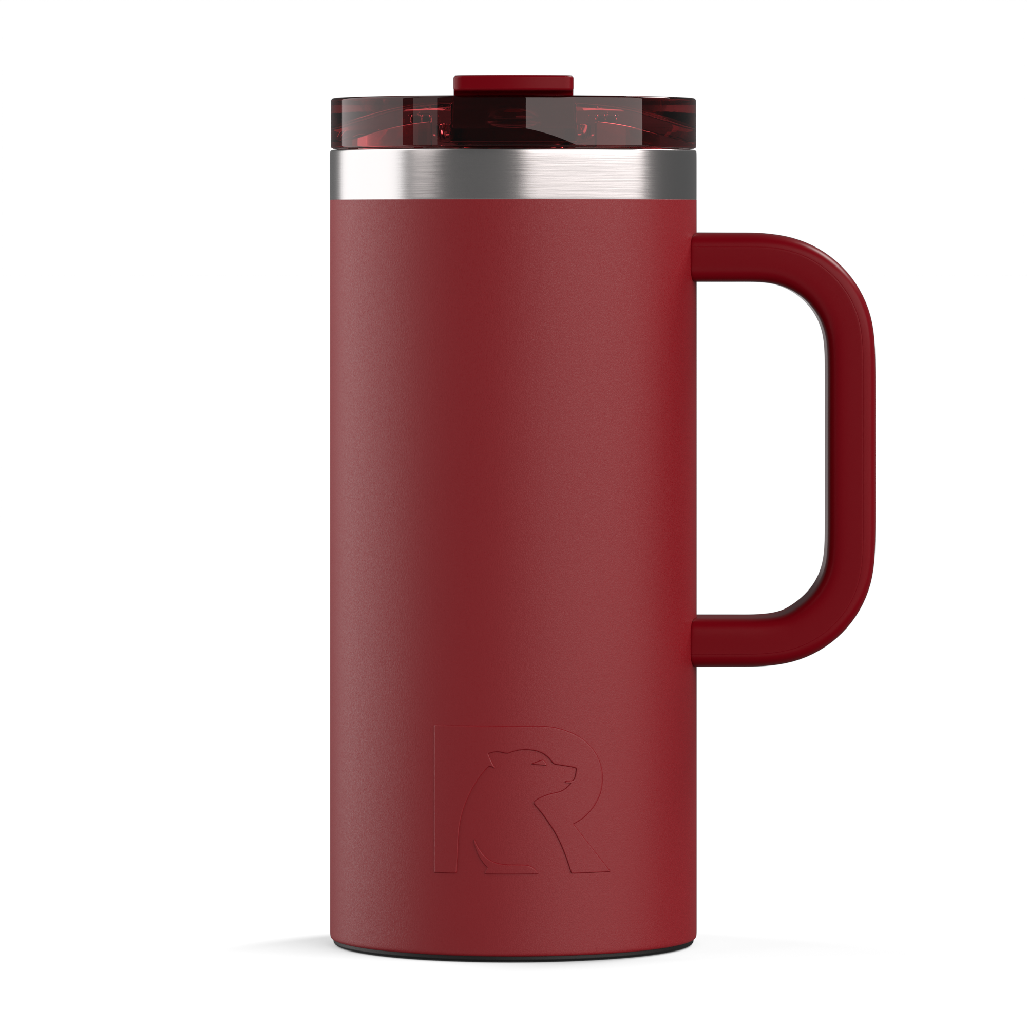 Custom Black Cherry RTIC 16 oz Road Trip Travel Mug, personalized by SanCanDo Swag in Argyle, TX