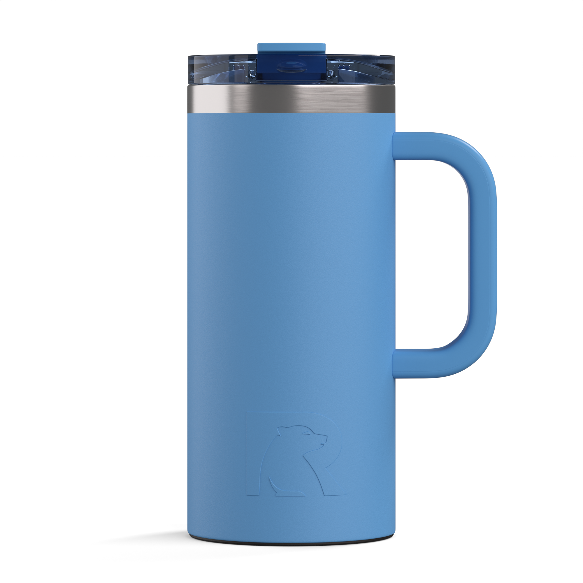 Custom Denim RTIC 16 oz Road Trip Travel Mug, personalized by SanCanDo Swag in Argyle, TX