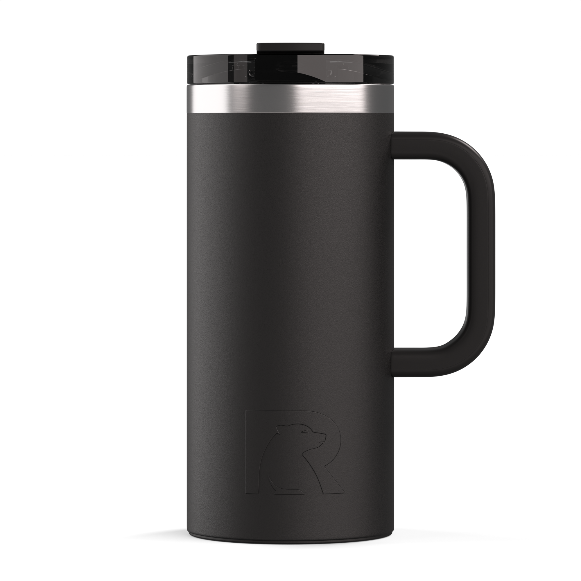 Custom Black RTIC 16 oz Road Trip Travel Mug, personalized by SanCanDo Swag in Argyle, TX