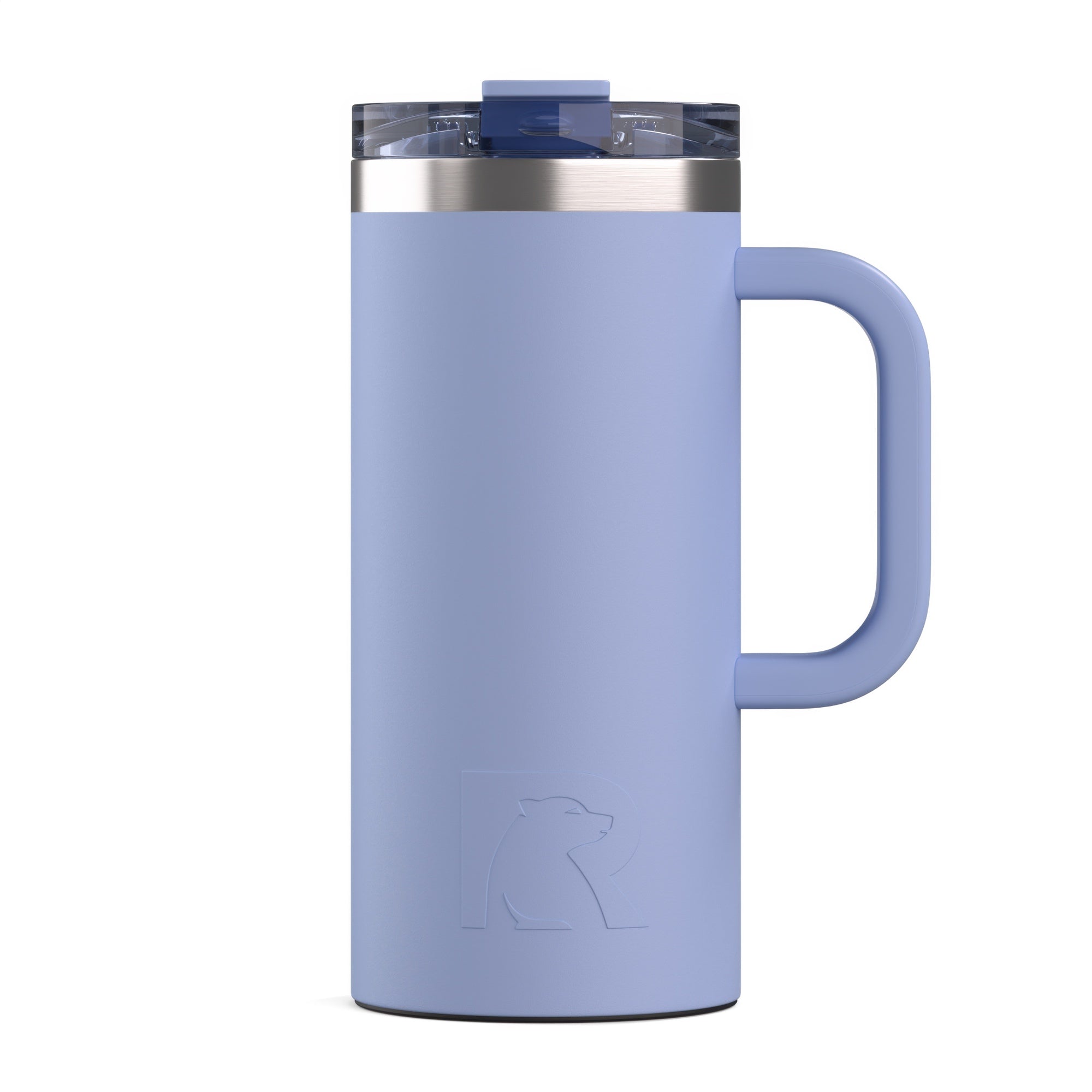 Custom Periwinkle RTIC 16 oz Road Trip Travel Mug, personalized by SanCanDo Swag in Argyle, TX