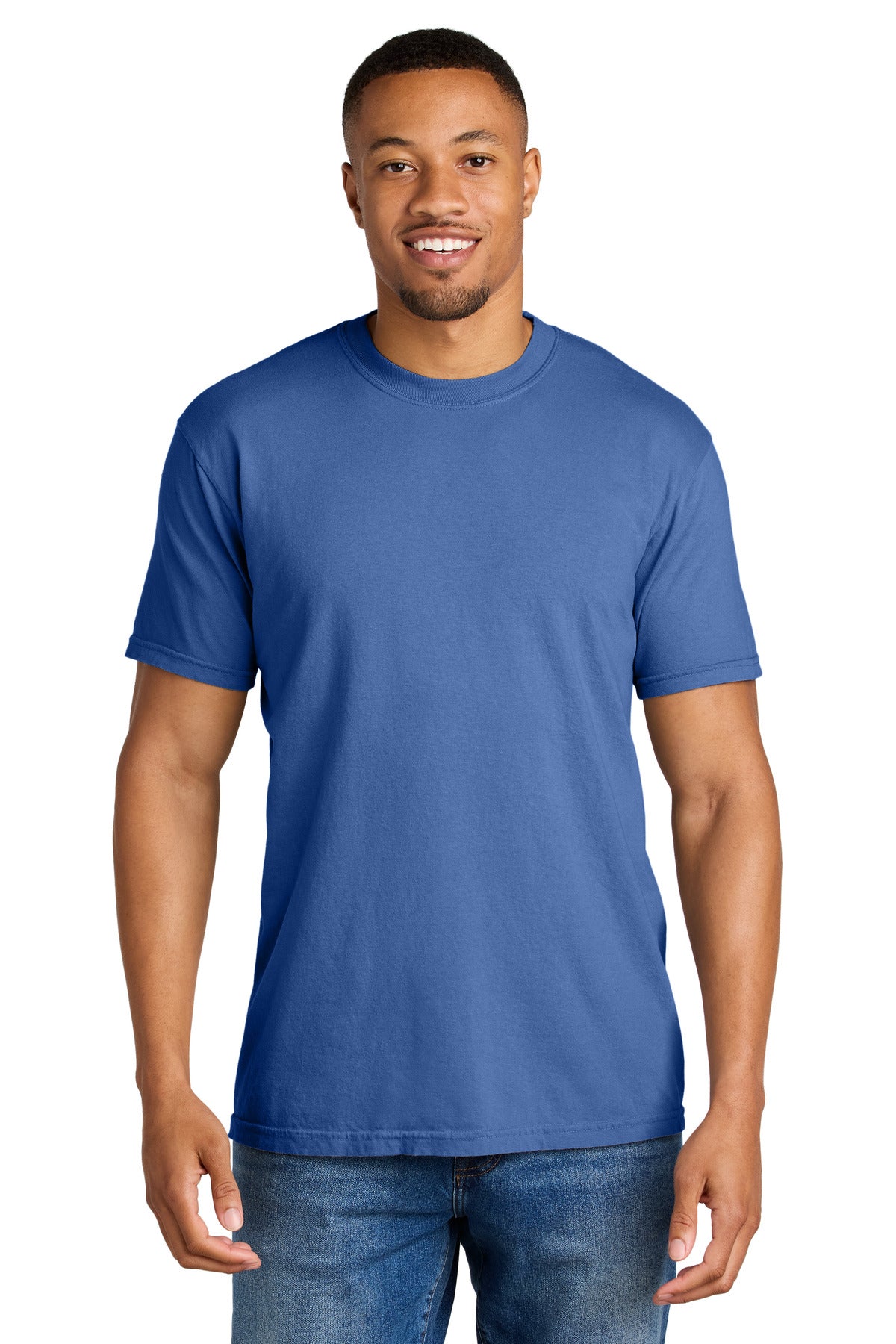 Custom Flo Blue Heavyweight Tee 1717, personalized by SanCanDo Swag in Argyle, TX