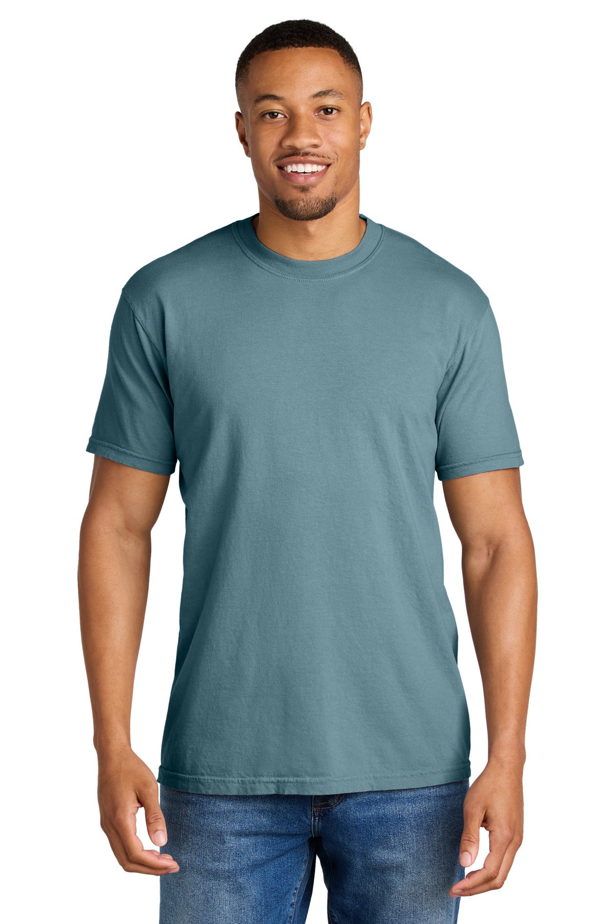 Custom Ice Blue Heavyweight Tee 1717, personalized by SanCanDo Swag in Argyle, TX