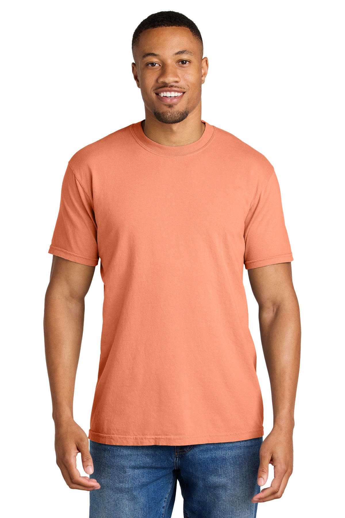 Custom Neon Cantaloupe Heavyweight Tee 1717, personalized by SanCanDo Swag in Argyle, TX