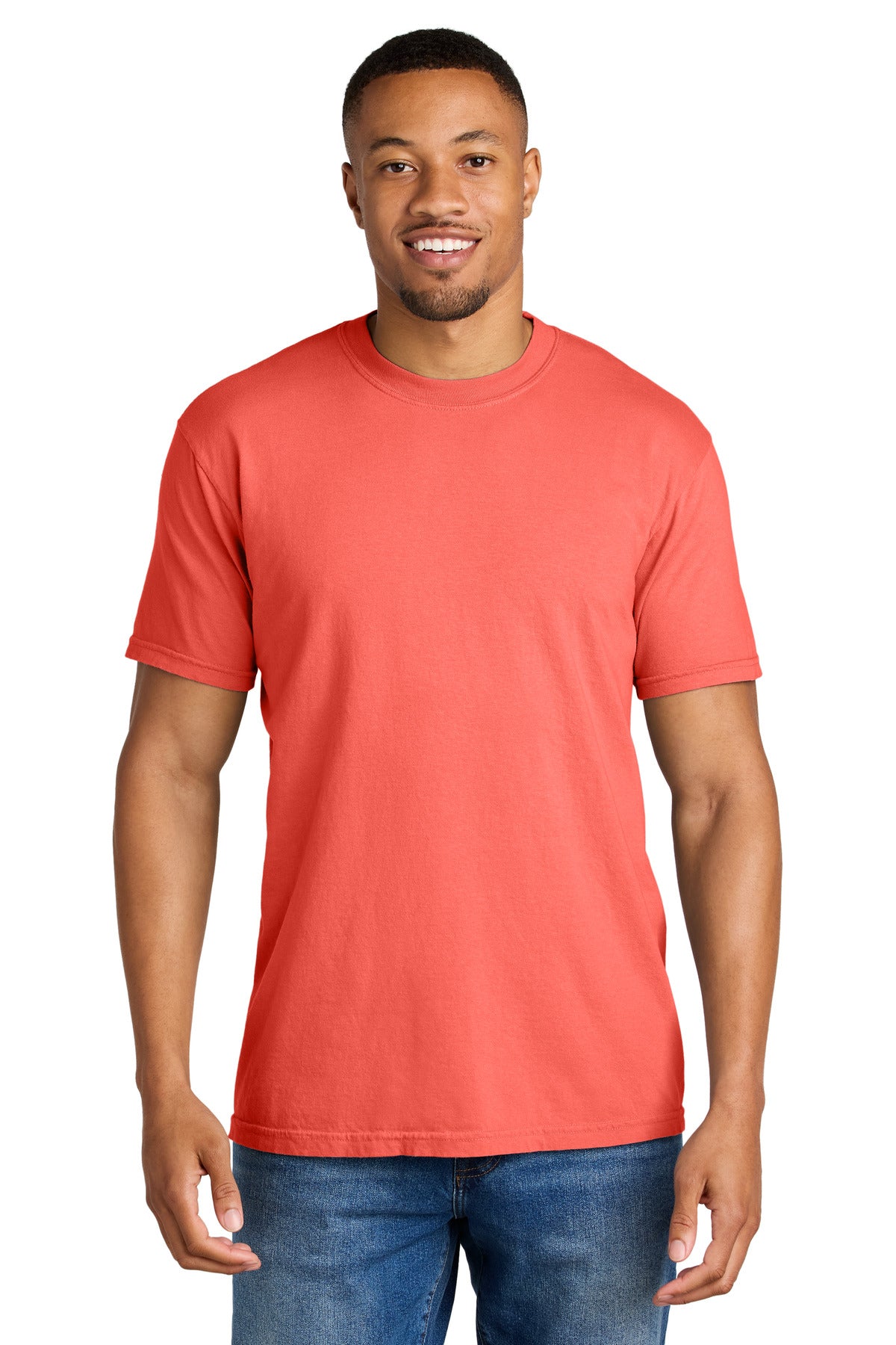 Custom Neon Red Orange Heavyweight Tee 1717, personalized by SanCanDo Swag in Argyle, TX
