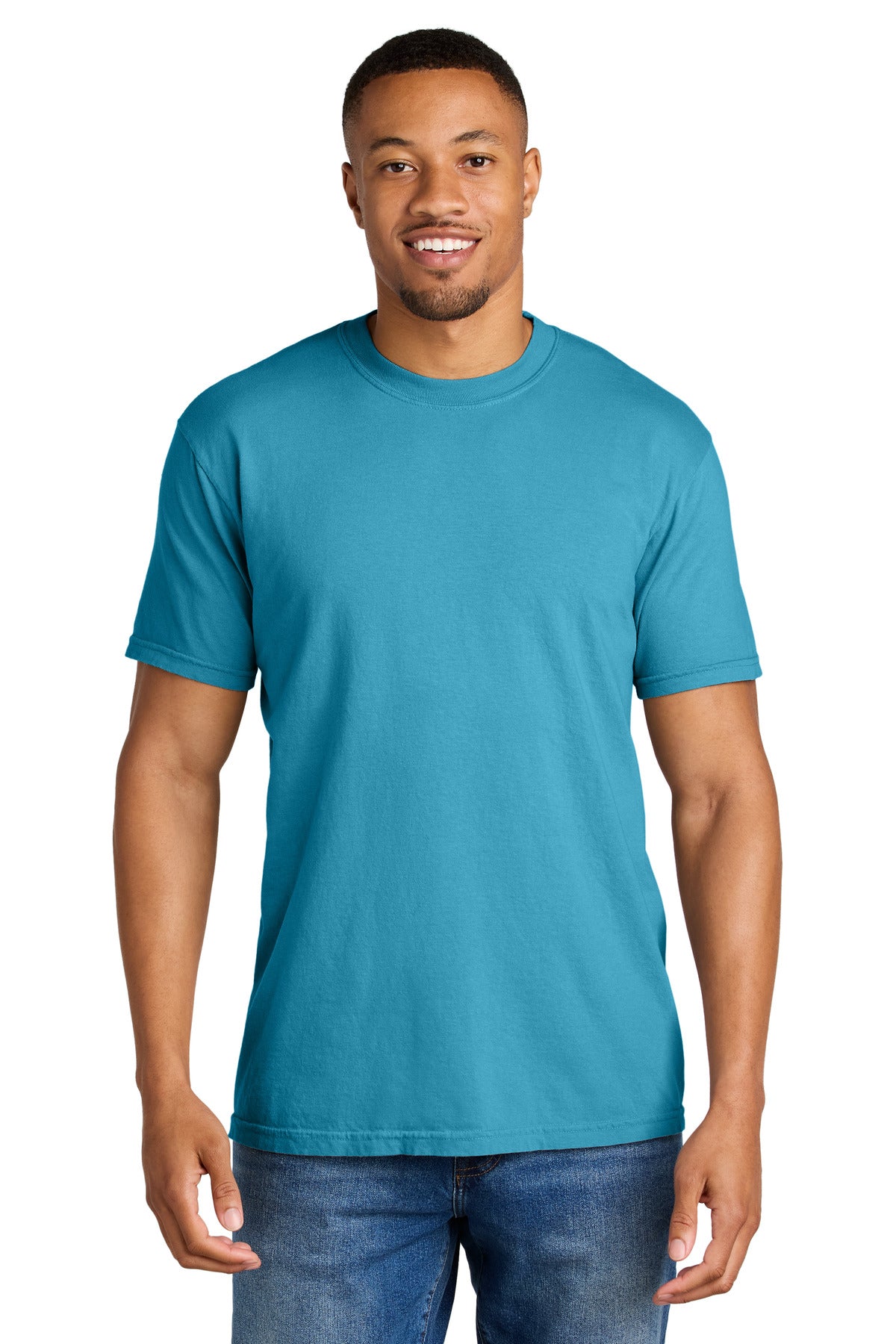 Custom Sapphire Heavyweight Tee 1717, personalized by SanCanDo Swag in Argyle, TX