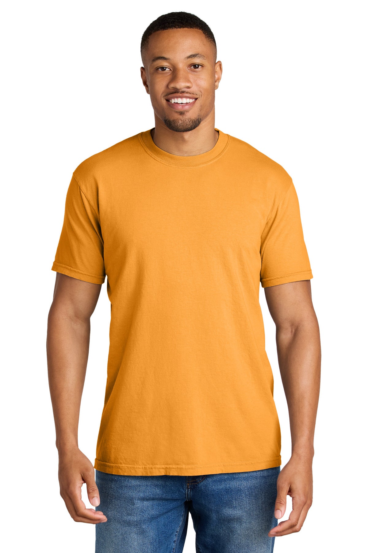 Custom Bright Orange Heavyweight Tee 1717, personalized by SanCanDo Swag in Argyle, TX