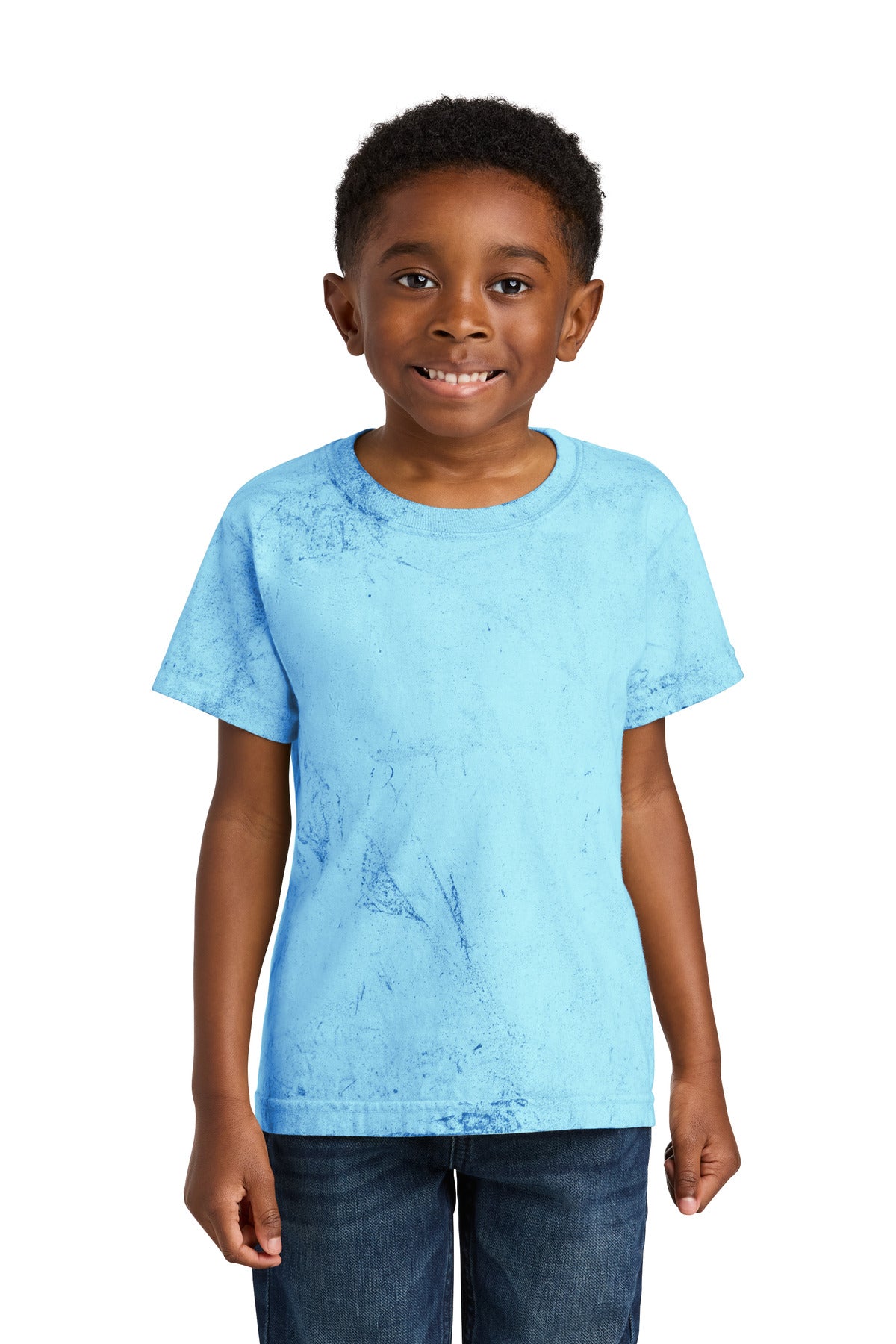 Custom Fiji Blue Youth Heavyweight Color Blast Tee 1745Y, personalized by SanCanDo Swag in Argyle, TX