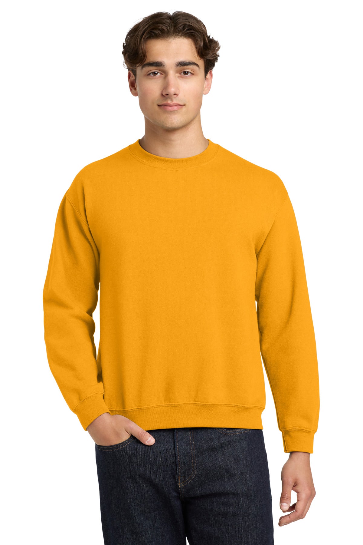 Custom Gold Heavy Blend Crewneck 18000, personalized by SanCanDo Swag in Argyle, TX