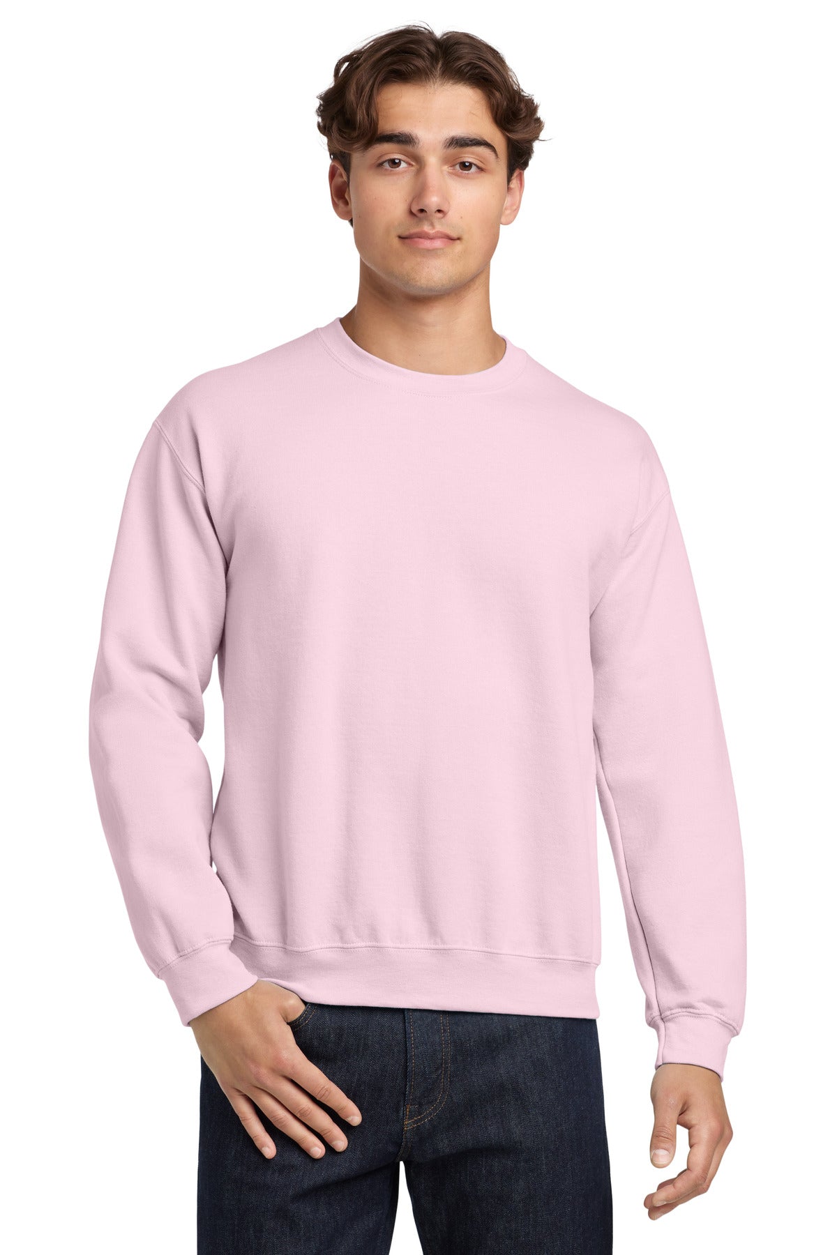 Custom Light Pink Heavy Blend Crewneck 18000, personalized by SanCanDo Swag in Argyle, TX