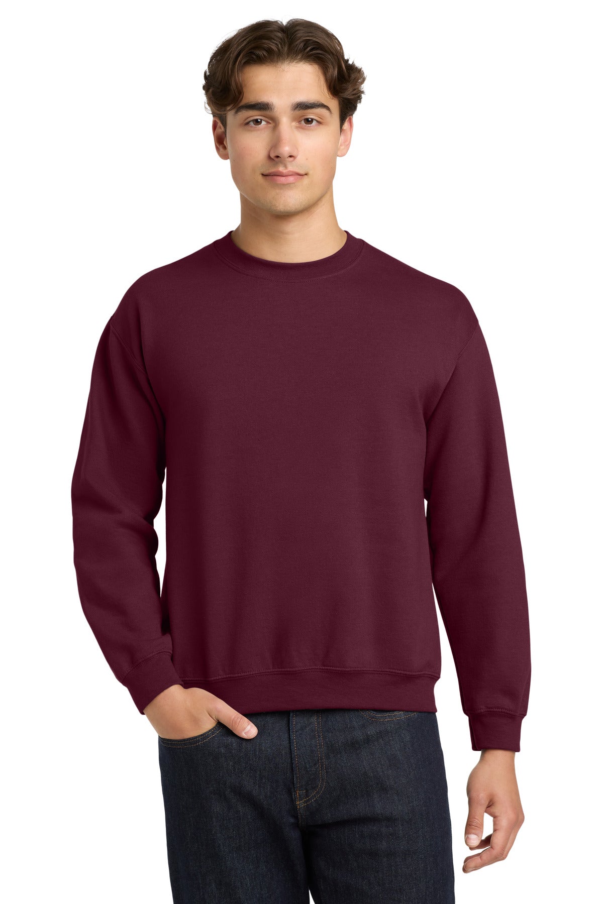 Custom Maroon Heavy Blend Crewneck 18000, personalized by SanCanDo Swag in Argyle, TX