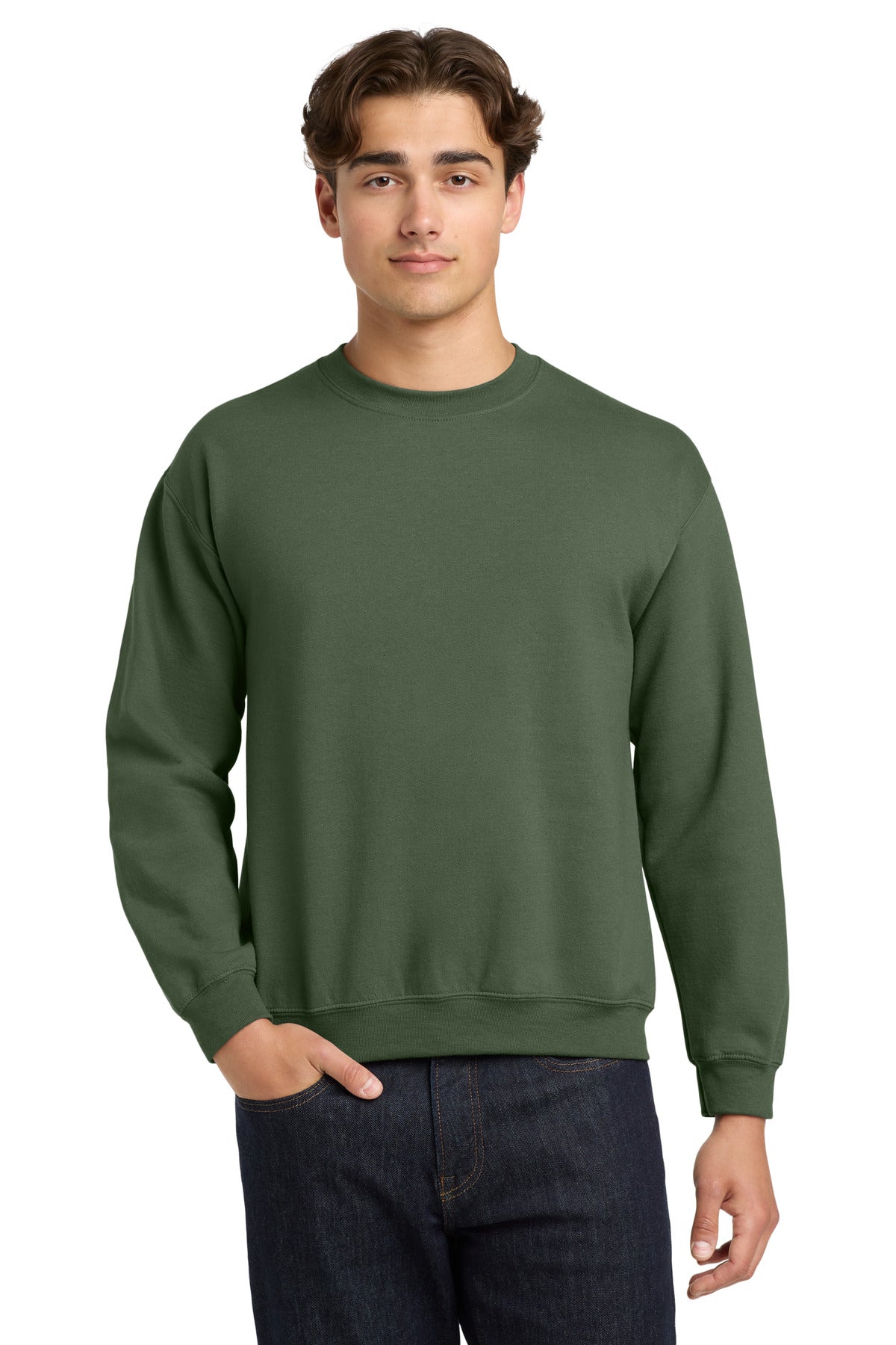 Custom Military Green Heavy Blend Crewneck 18000, personalized by SanCanDo Swag in Argyle, TX