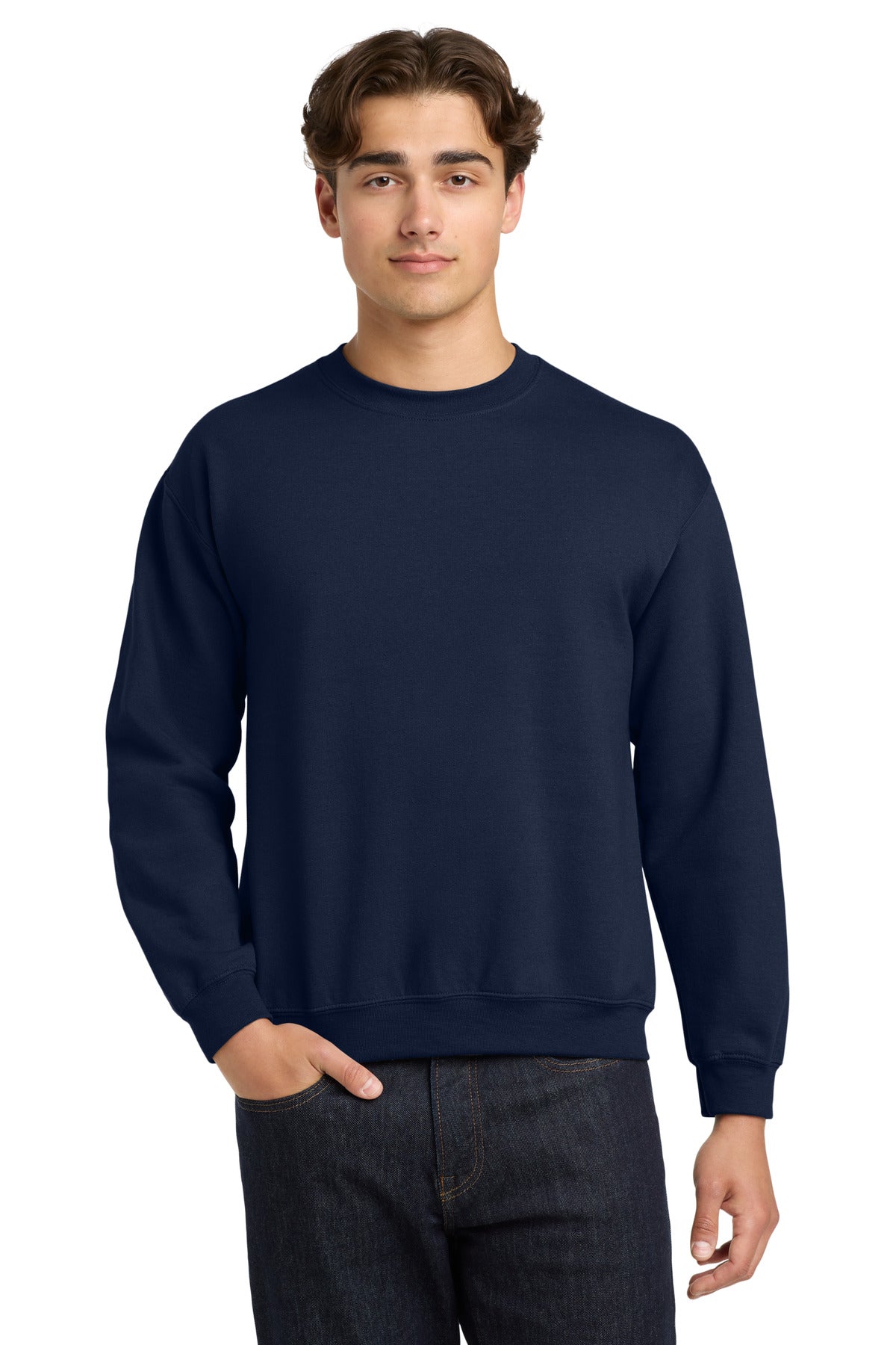 Custom Navy Heavy Blend Crewneck 18000, personalized by SanCanDo Swag in Argyle, TX