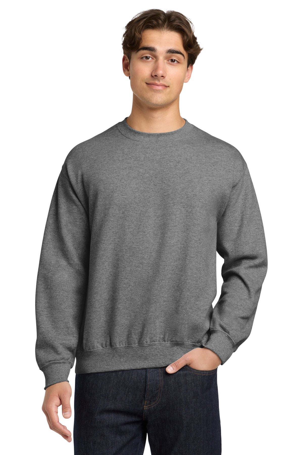 Custom Graphite Heather Heavy Blend Crewneck 18000, personalized by SanCanDo Swag in Argyle, TX