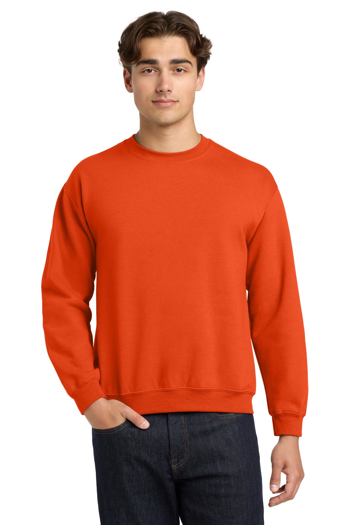 Custom Orange Heavy Blend Crewneck 18000, personalized by SanCanDo Swag in Argyle, TX