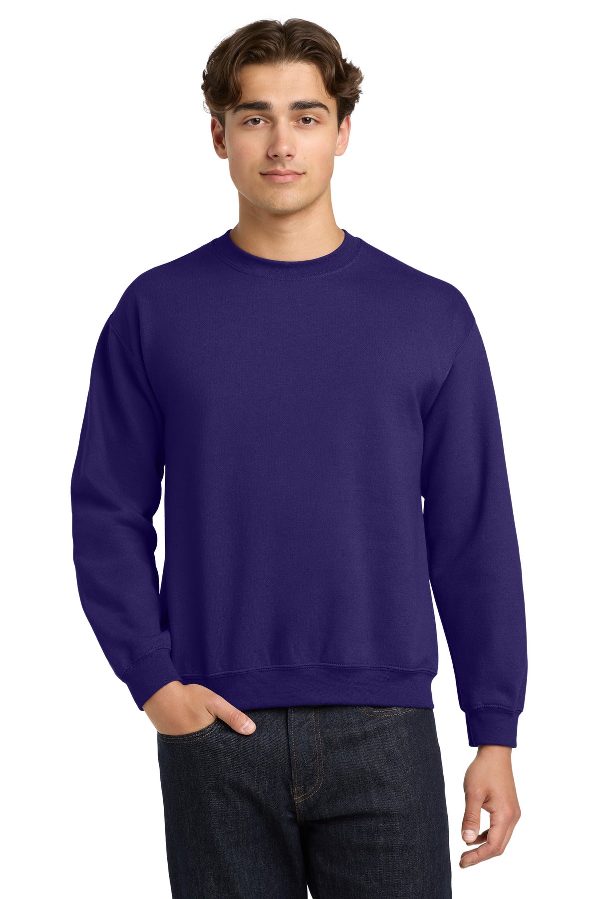 Custom Purple Heavy Blend Crewneck 18000, personalized by SanCanDo Swag in Argyle, TX