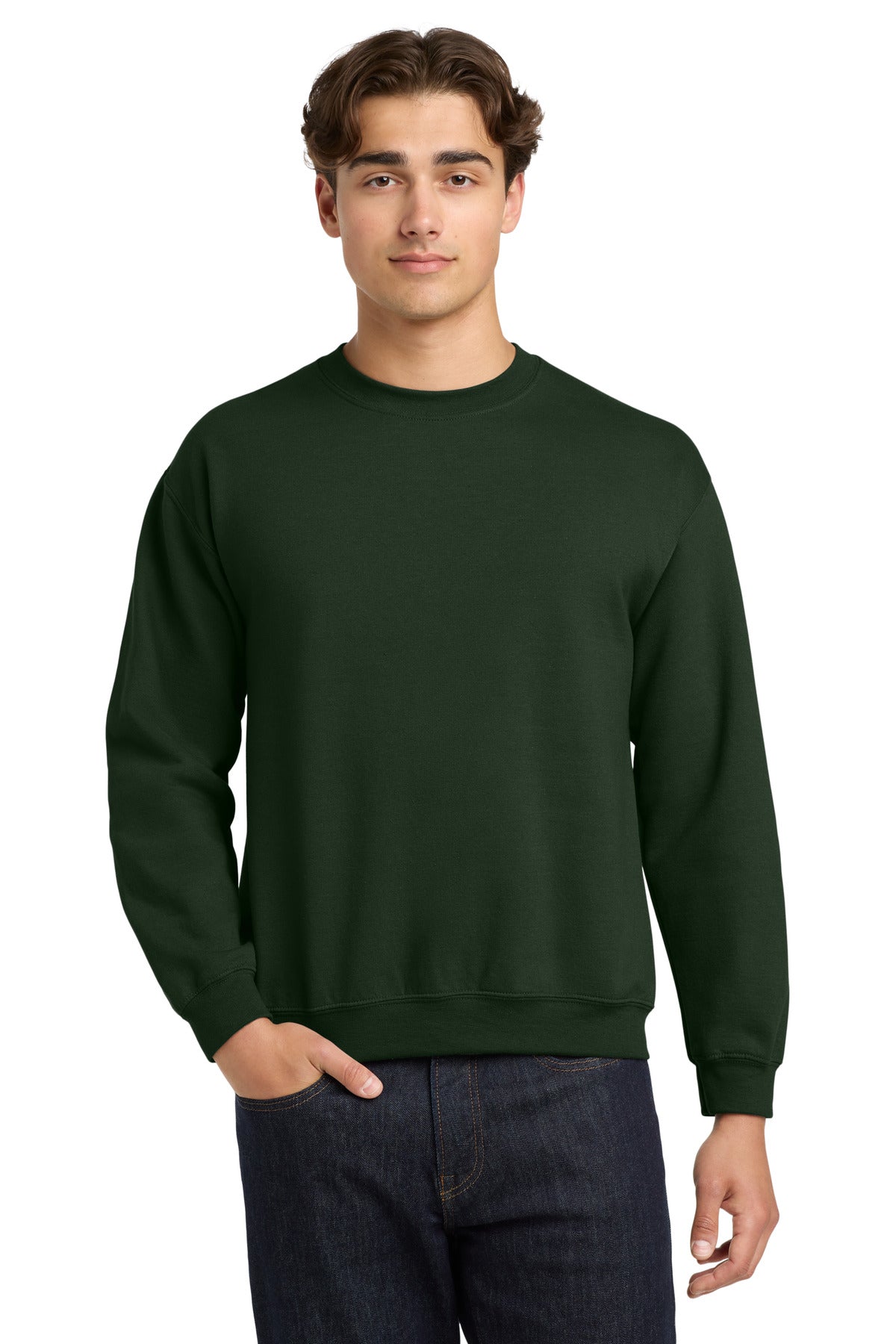 Custom Forest Green Heavy Blend Crewneck 18000, personalized by SanCanDo Swag in Argyle, TX