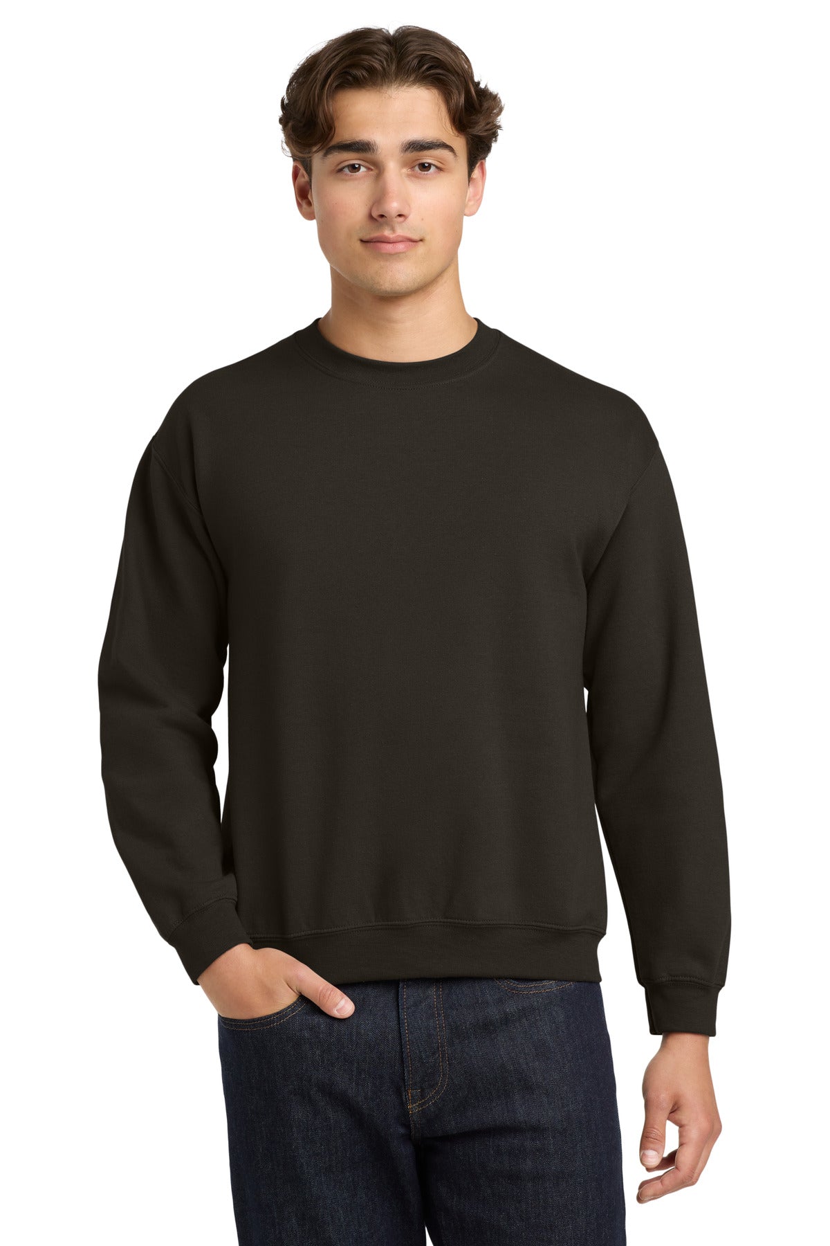 Custom Dark Chocolate Heavy Blend Crewneck 18000, personalized by SanCanDo Swag in Argyle, TX