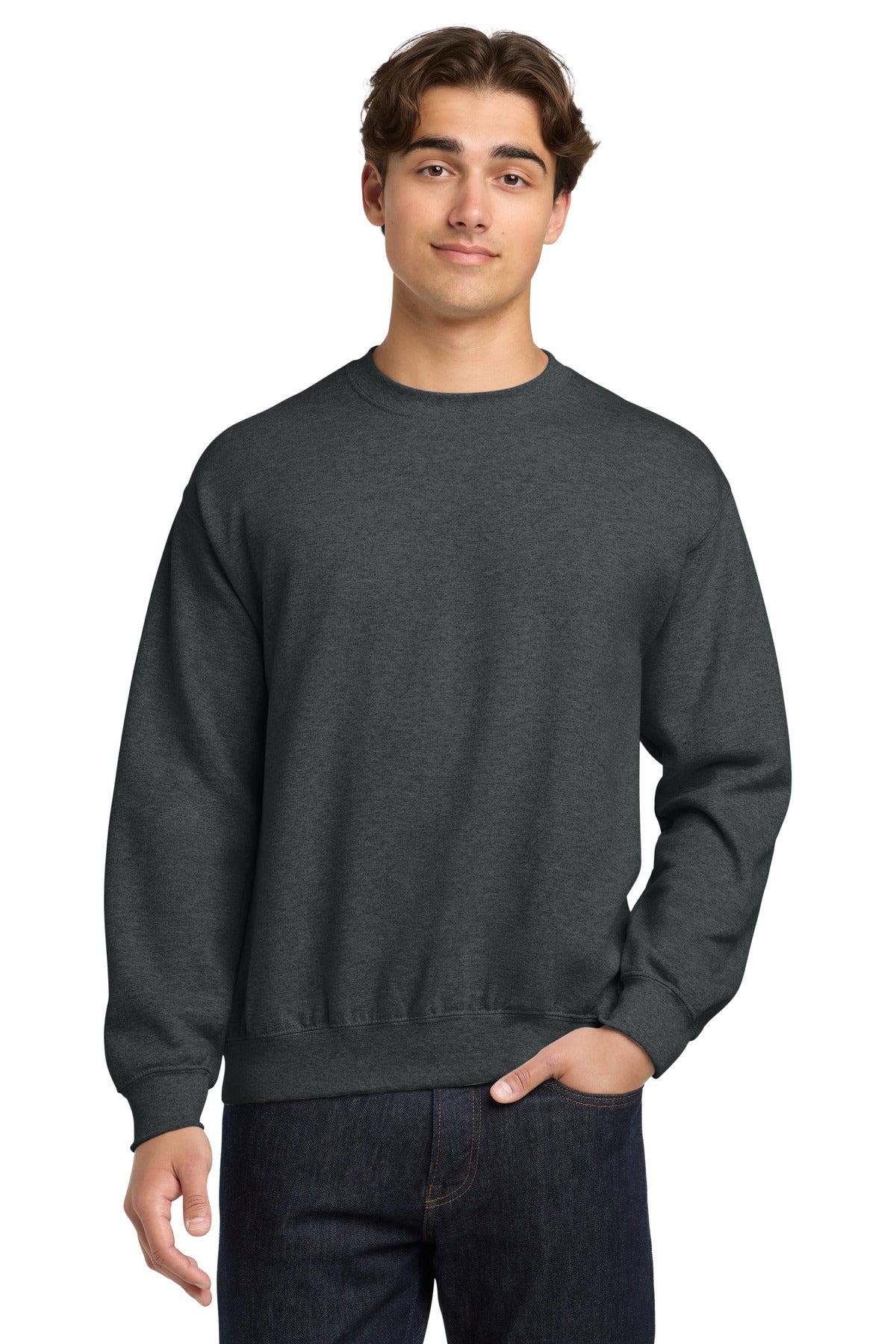 Custom Fan Charcoal Heather Heavy Blend Crewneck 18000, personalized by SanCanDo Swag in Argyle, TX