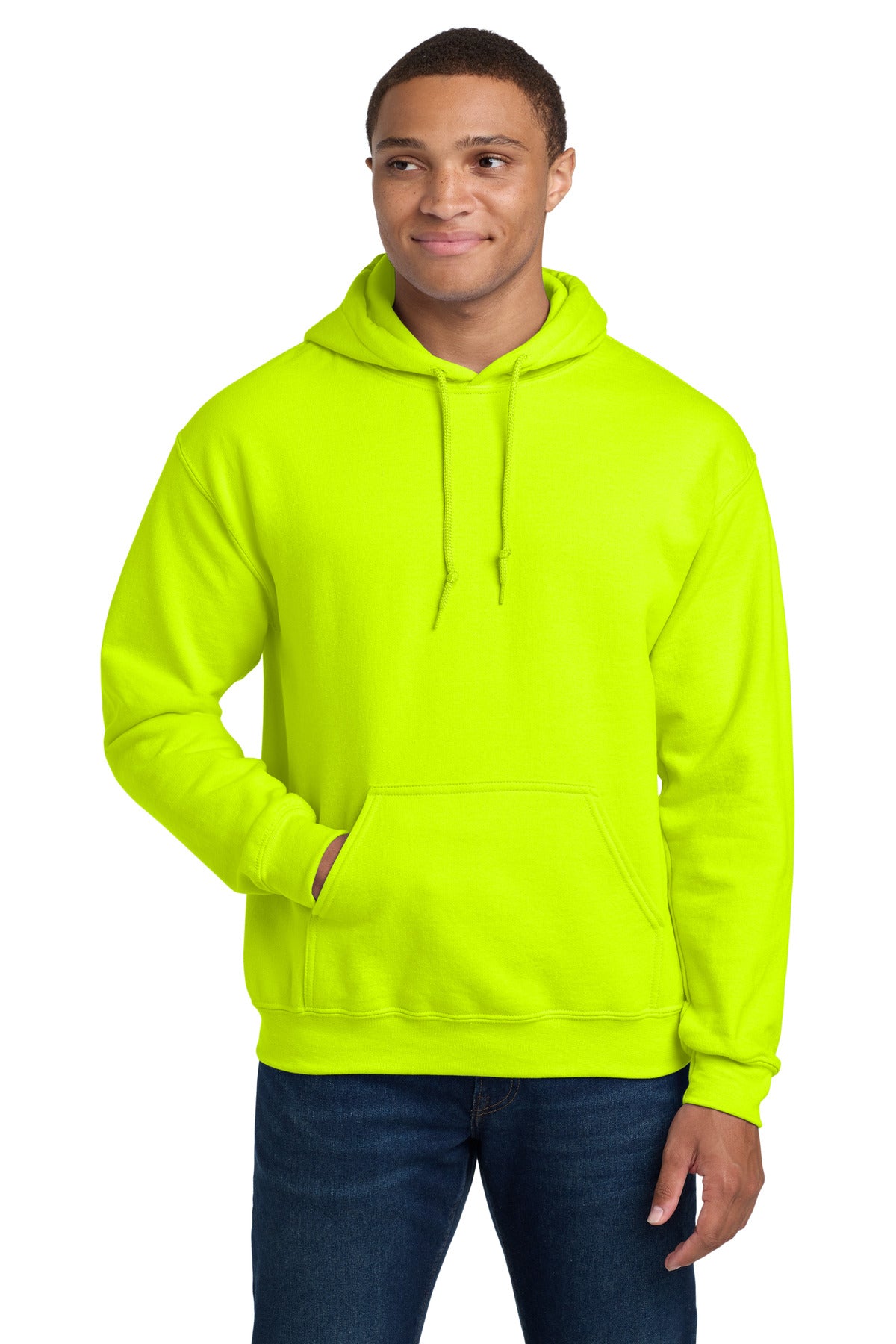 Custom Safety Green Heavy Blend Hoodie 18500, personalized by SanCanDo Swag in Argyle, TX