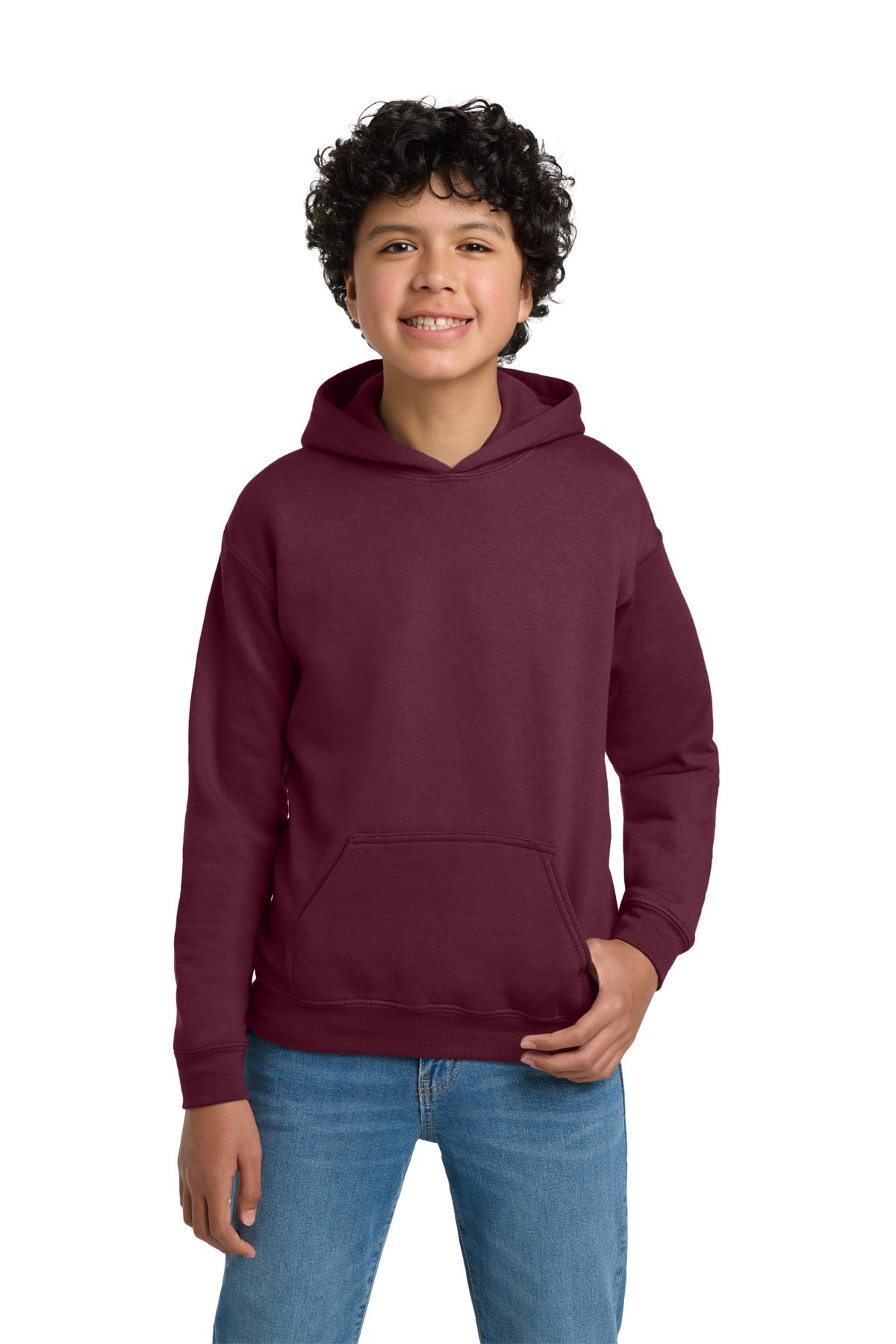 Custom Maroon Youth Heavy Blend Hoodie 18500B, personalized by SanCanDo Swag in Argyle, TX