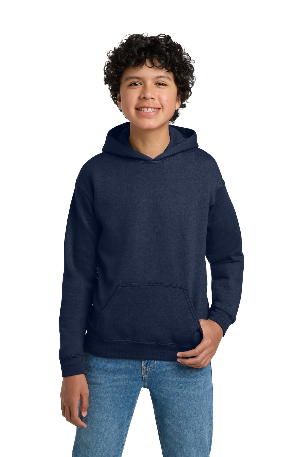 Custom Navy Youth Heavy Blend Hoodie 18500B, personalized by SanCanDo Swag in Argyle, TX