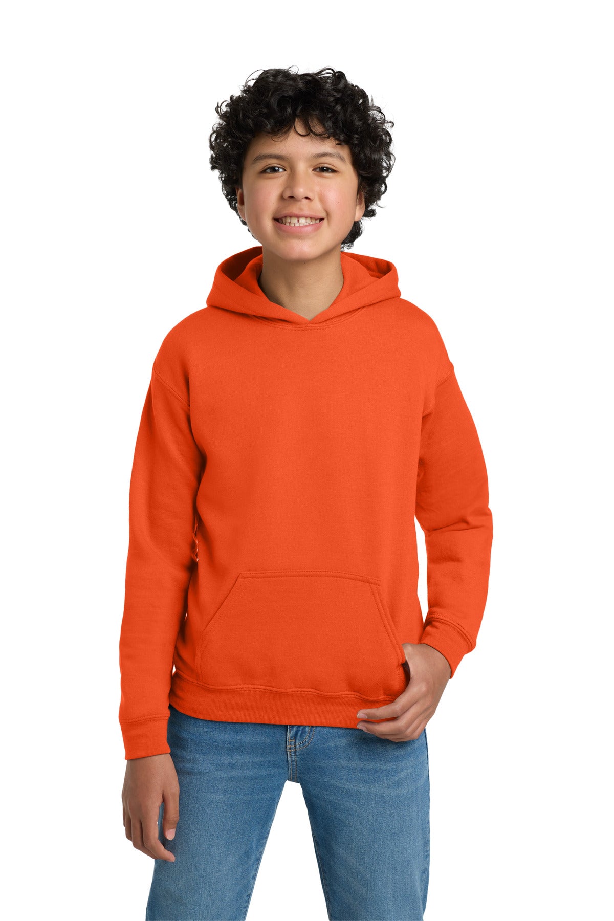 Custom Orange Youth Heavy Blend Hoodie 18500B, personalized by SanCanDo Swag in Argyle, TX