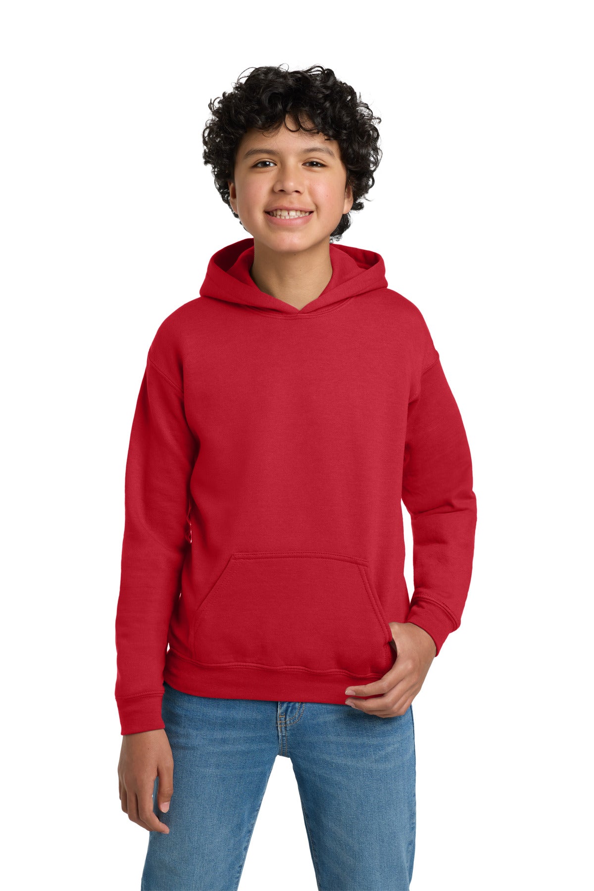 Custom Red Youth Heavy Blend Hoodie 18500B, personalized by SanCanDo Swag in Argyle, TX