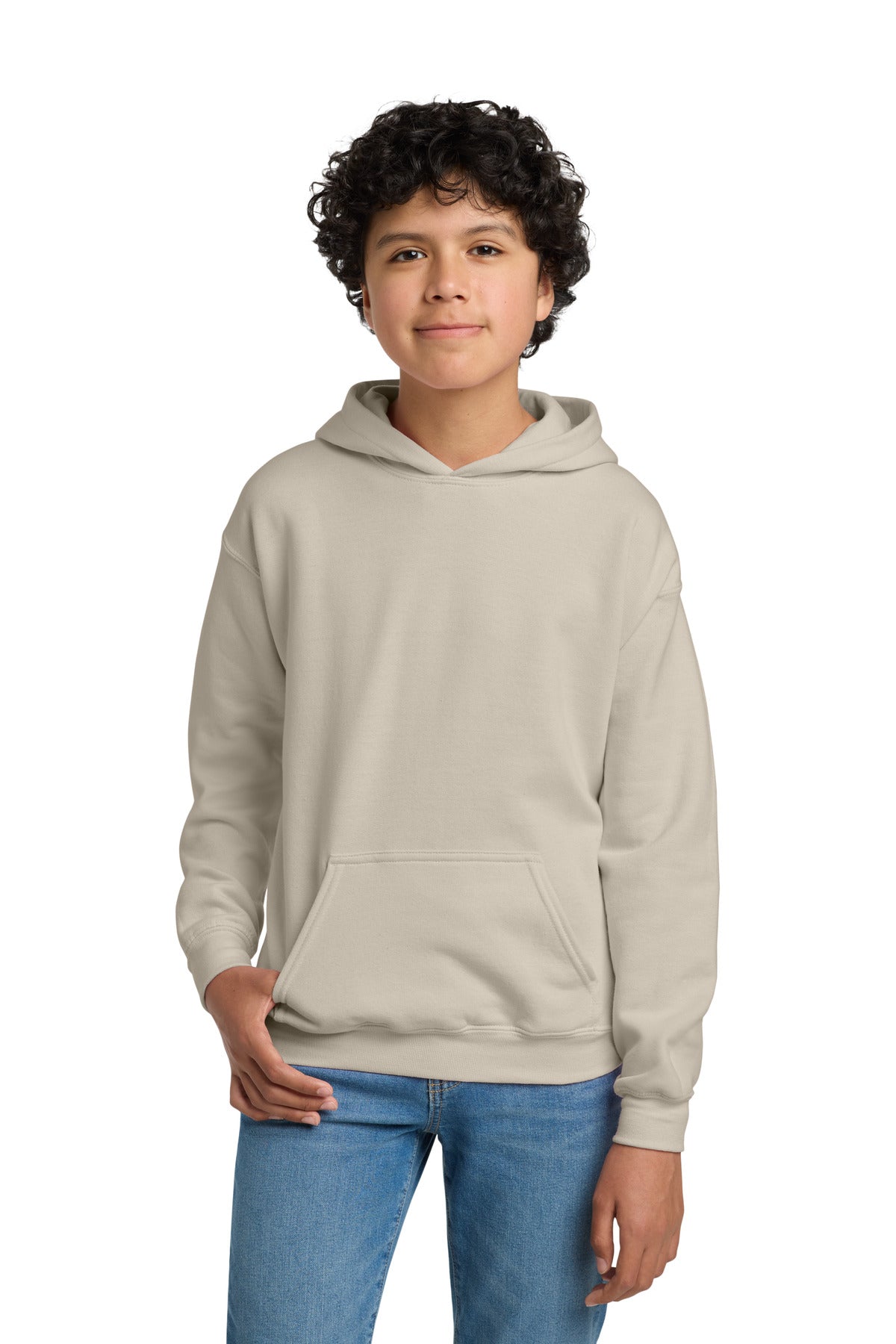Custom Sand Youth Heavy Blend Hoodie 18500B, personalized by SanCanDo Swag in Argyle, TX