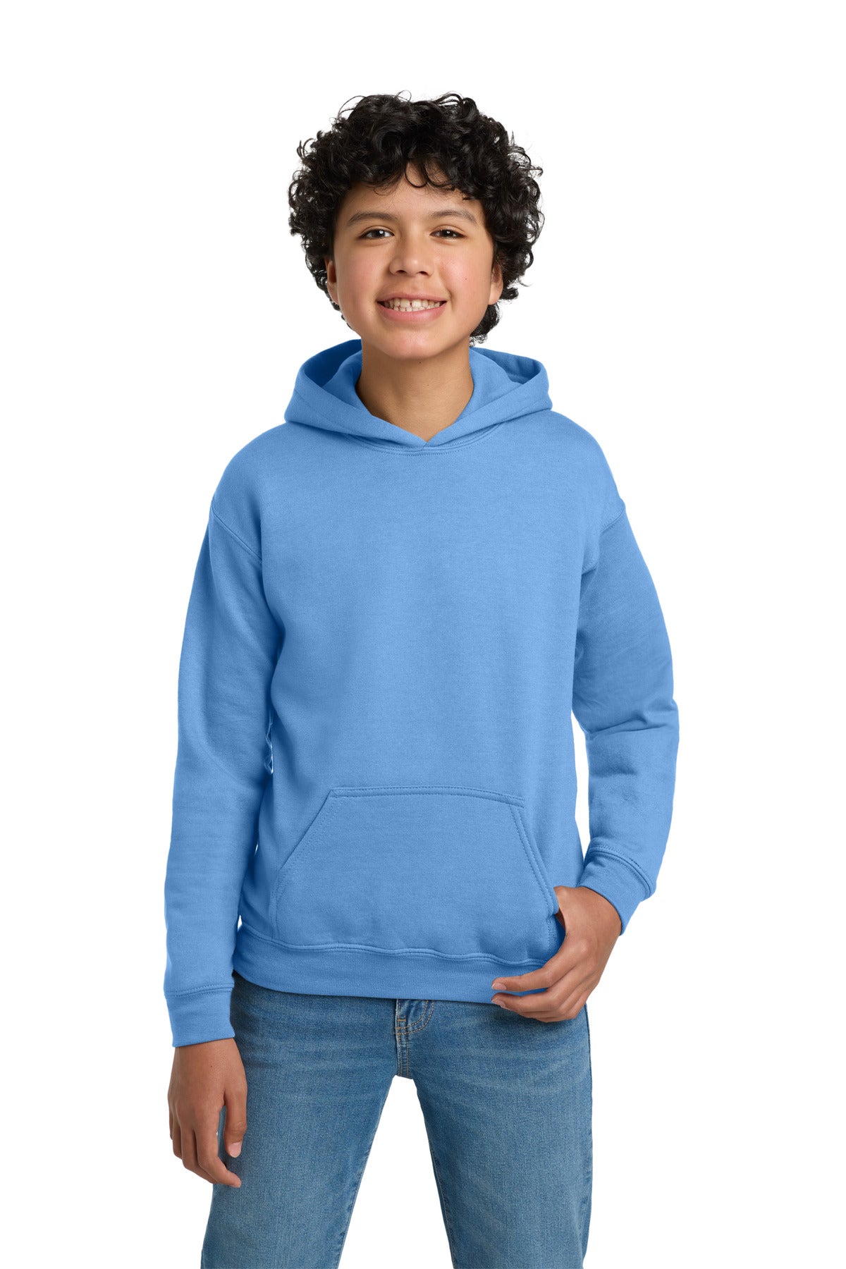 Custom Carolina Blue Youth Heavy Blend Hoodie 18500B, personalized by SanCanDo Swag in Argyle, TX