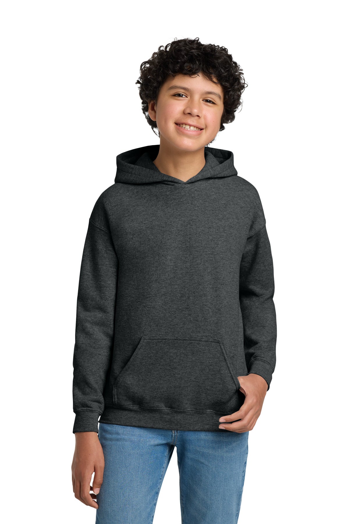 Custom Fan Charcoal Heather Youth Heavy Blend Hoodie 18500B, personalized by SanCanDo Swag in Argyle, TX