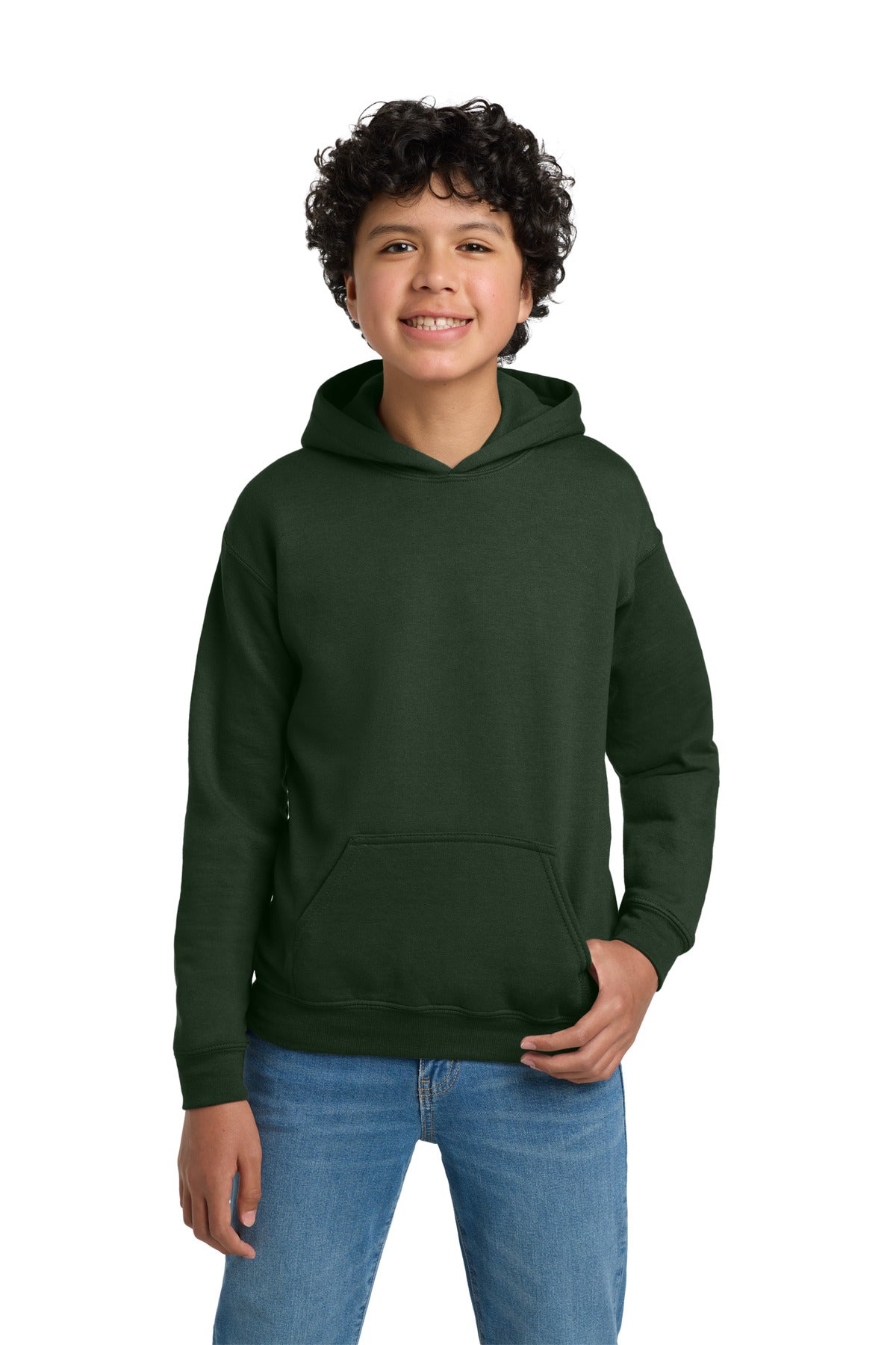 Custom Forest Green Youth Heavy Blend Hoodie 18500B, personalized by SanCanDo Swag in Argyle, TX
