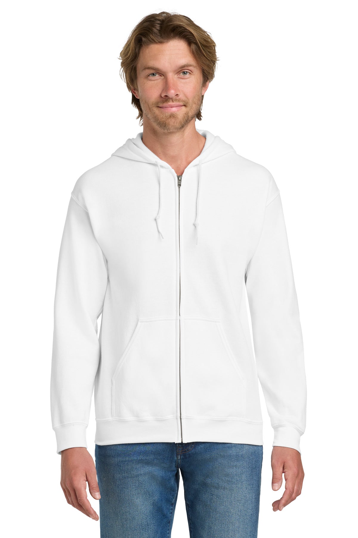 Custom White Heavy Blend Full-Zip Hoodie 18600, personalized by SanCanDo Swag in Argyle, TX