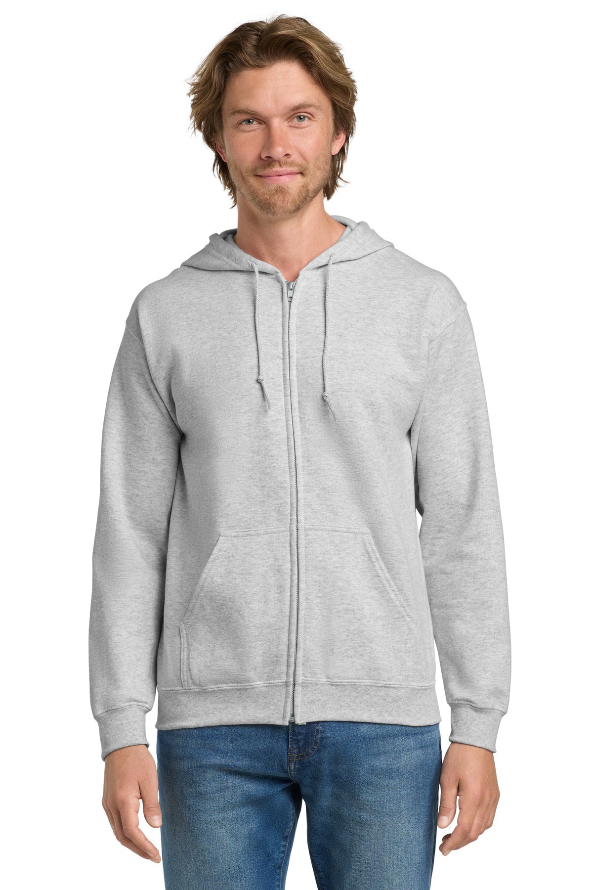 Custom Ash Heavy Blend Full-Zip Hoodie 18600, personalized by SanCanDo Swag in Argyle, TX