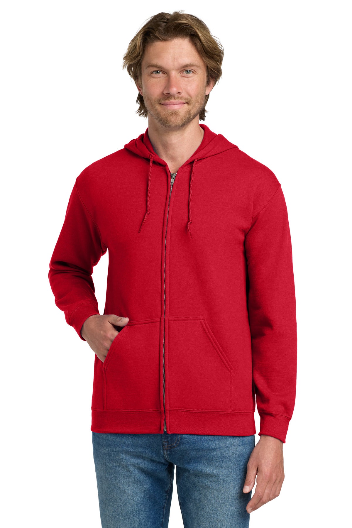 Custom Red Heavy Blend Full-Zip Hoodie 18600, personalized by SanCanDo Swag in Argyle, TX