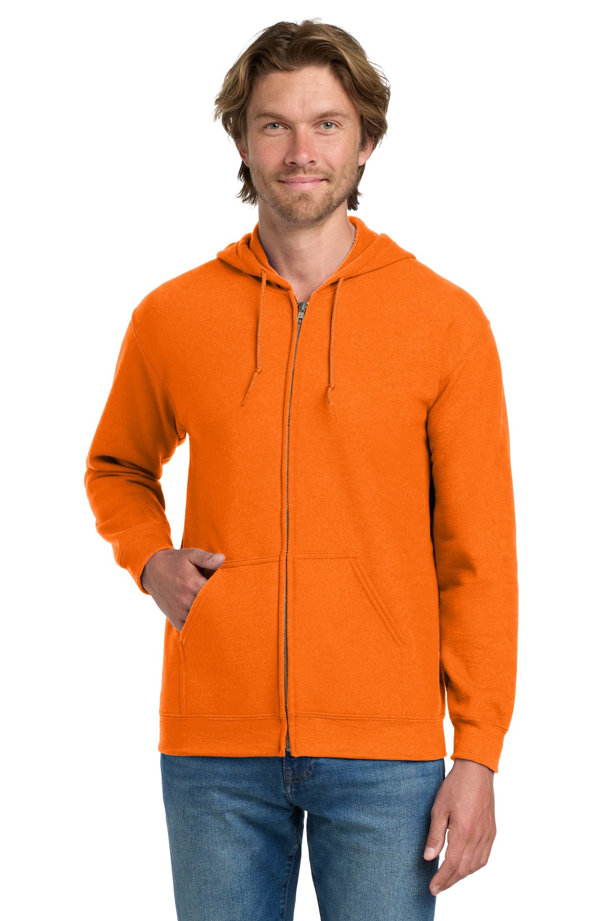 Custom S. Orange Heavy Blend Full-Zip Hoodie 18600, personalized by SanCanDo Swag in Argyle, TX