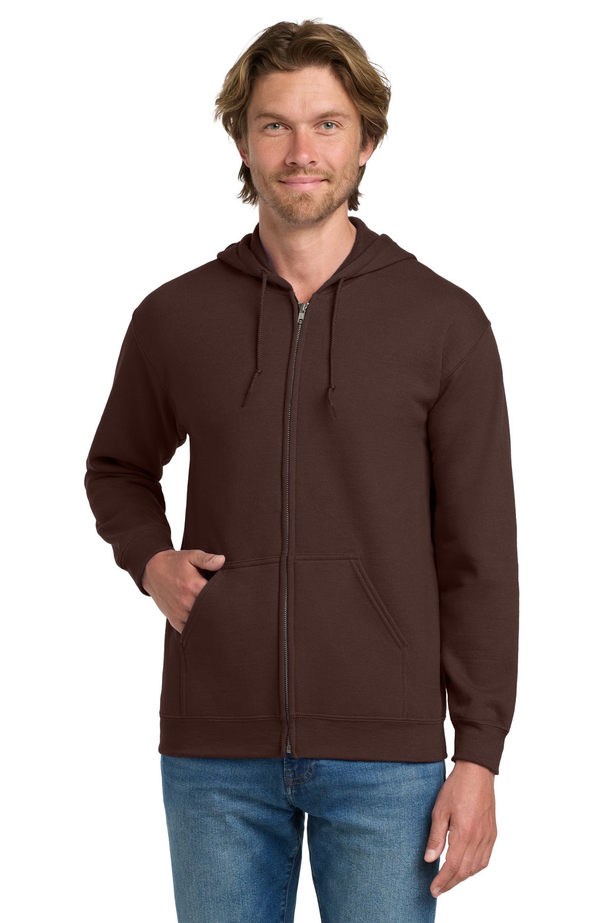 Custom Dark Chocolate Heavy Blend Full-Zip Hoodie 18600, personalized by SanCanDo Swag in Argyle, TX