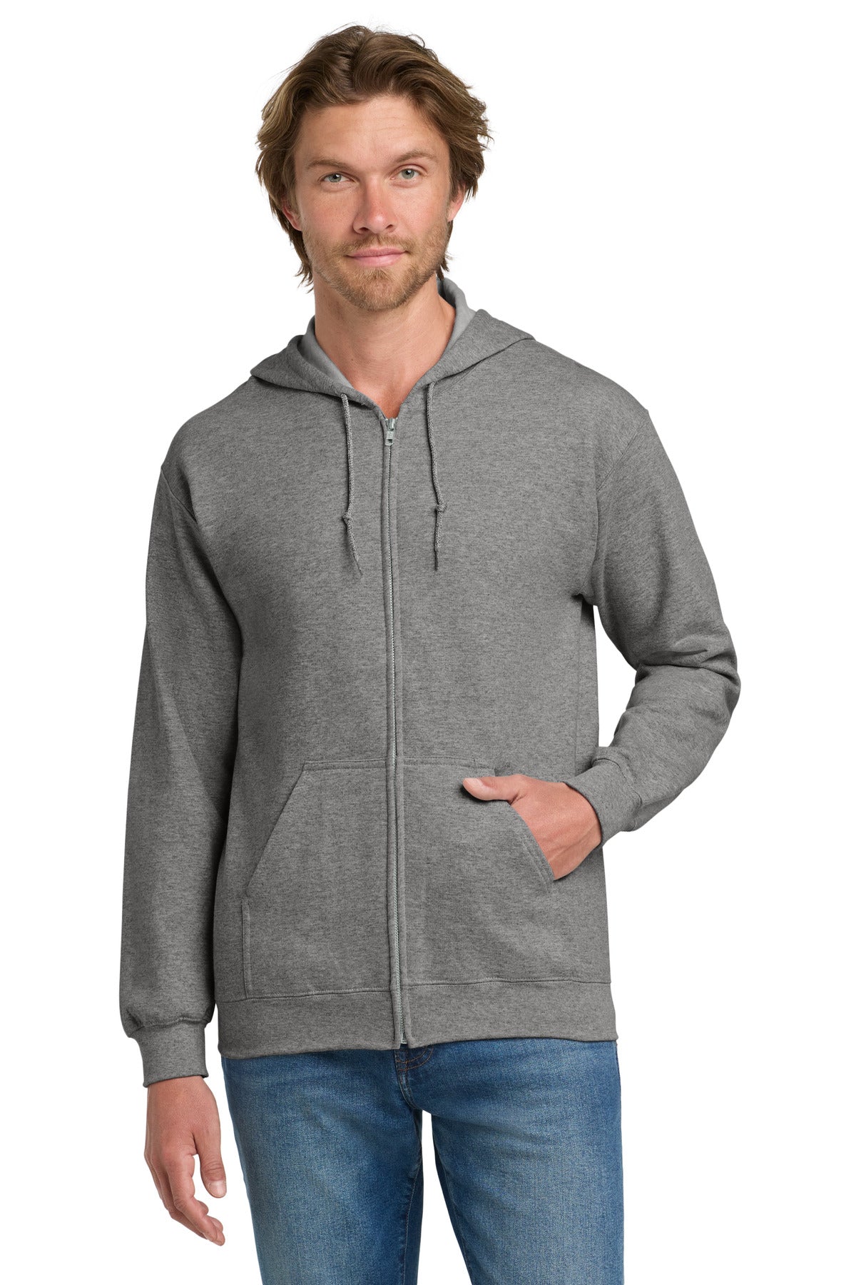 Custom Graphite Heather Heavy Blend Full-Zip Hoodie 18600, personalized by SanCanDo Swag in Argyle, TX