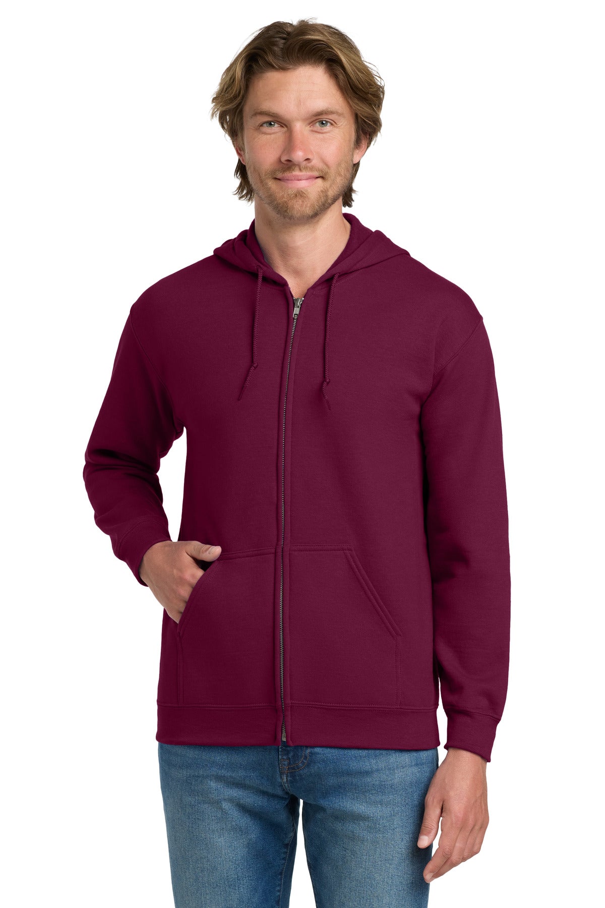 Custom Maroon Heavy Blend Full-Zip Hoodie 18600, personalized by SanCanDo Swag in Argyle, TX